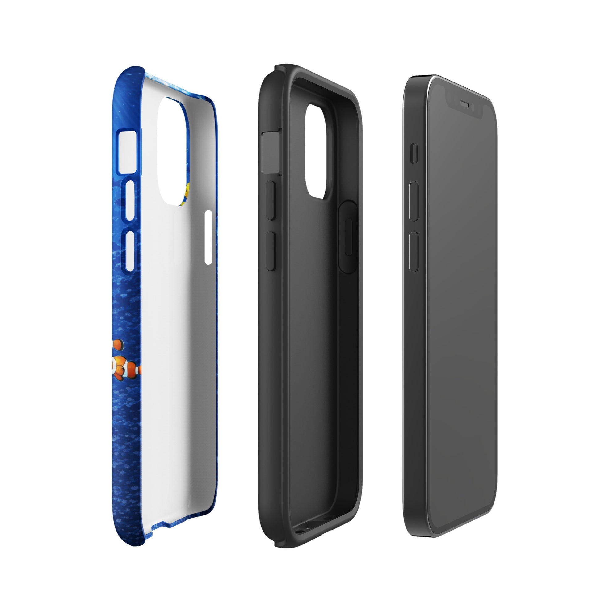Phone Case for iPhone with sea turtle reef design and dual-layer protection, showcasing underwater elegance in deep blue.
