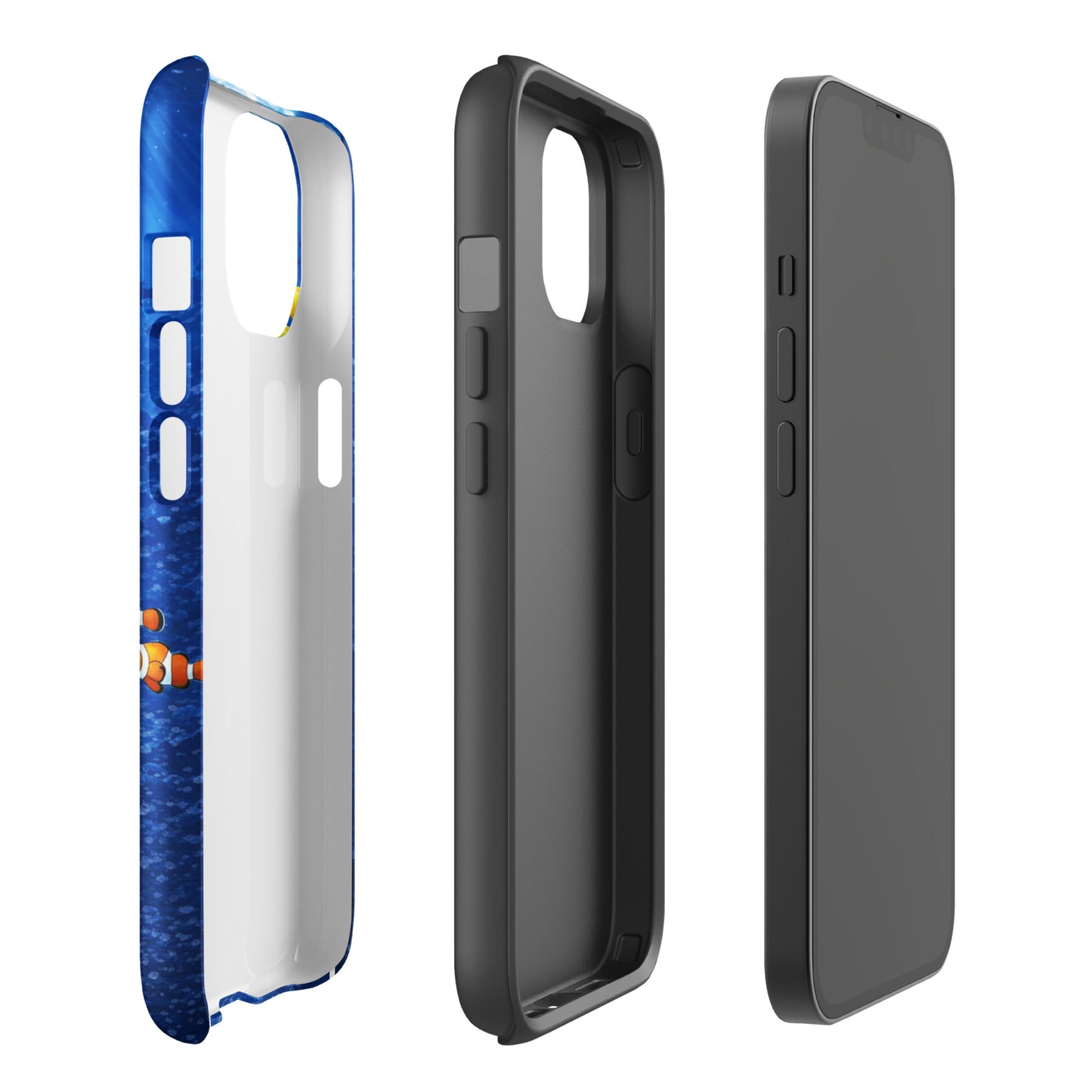 Phone Case for iPhone featuring sea turtle reef design, showcasing dual-layer protection, transforms device into an underwater scene