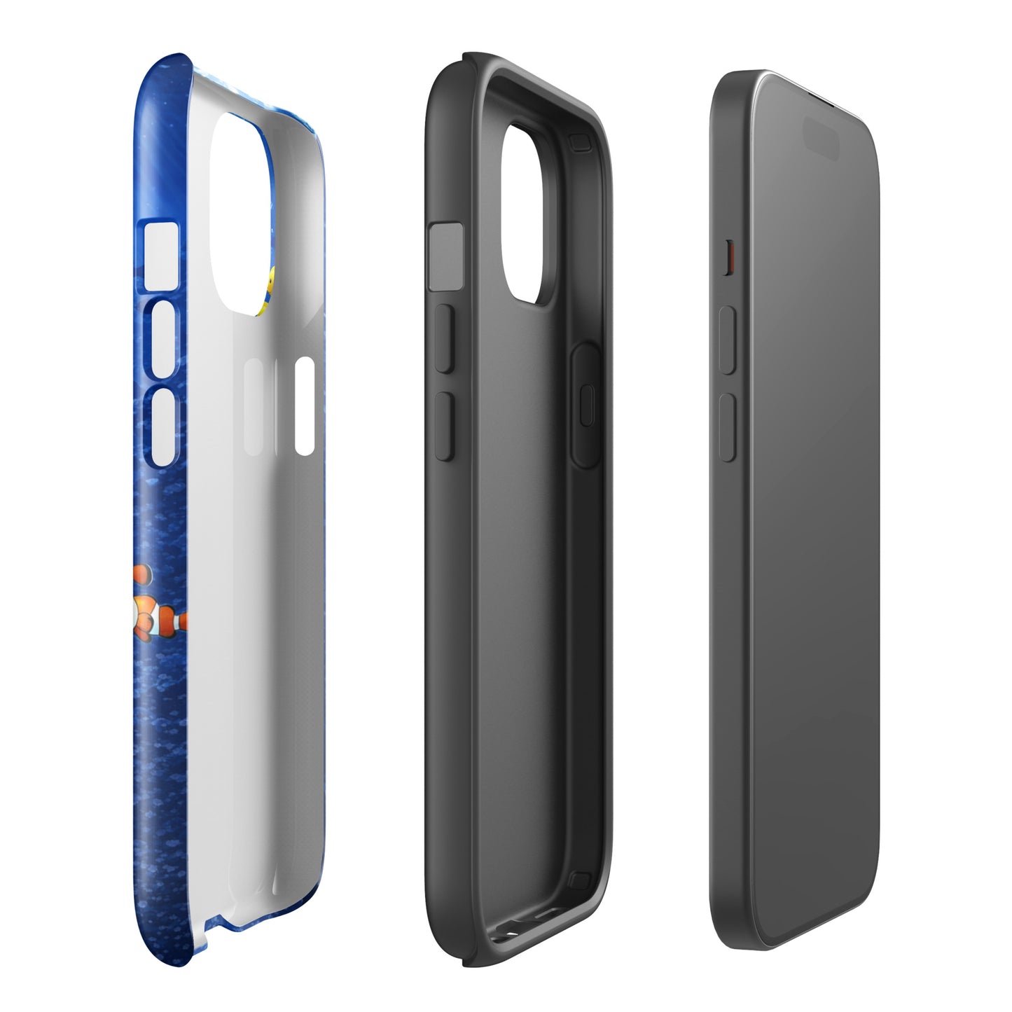 Phone Case for iPhone featuring sea turtle reef design showing three different angles.
