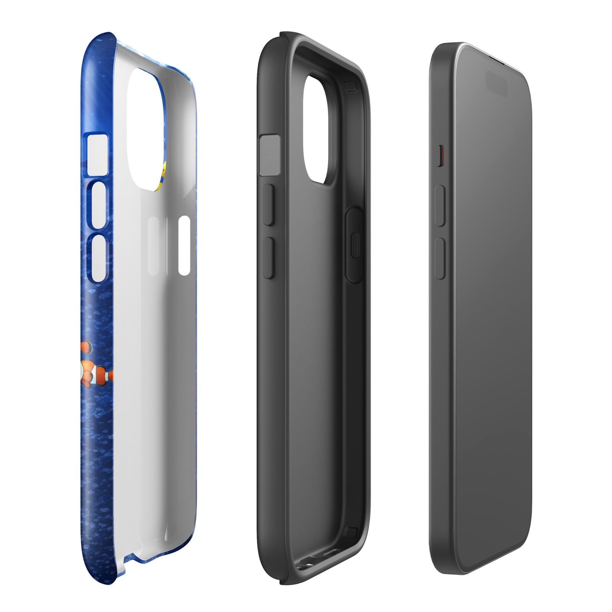 Phone Case for iPhone featuring sea turtle reef design showing three different angles.