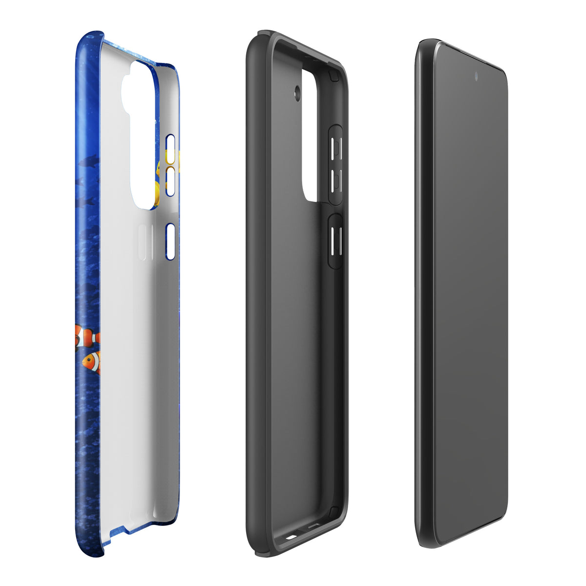 Phone Case for Samsung Galaxy featuring sea turtle reef design with dual-layer protection, showcasing underwater blue elegance.
