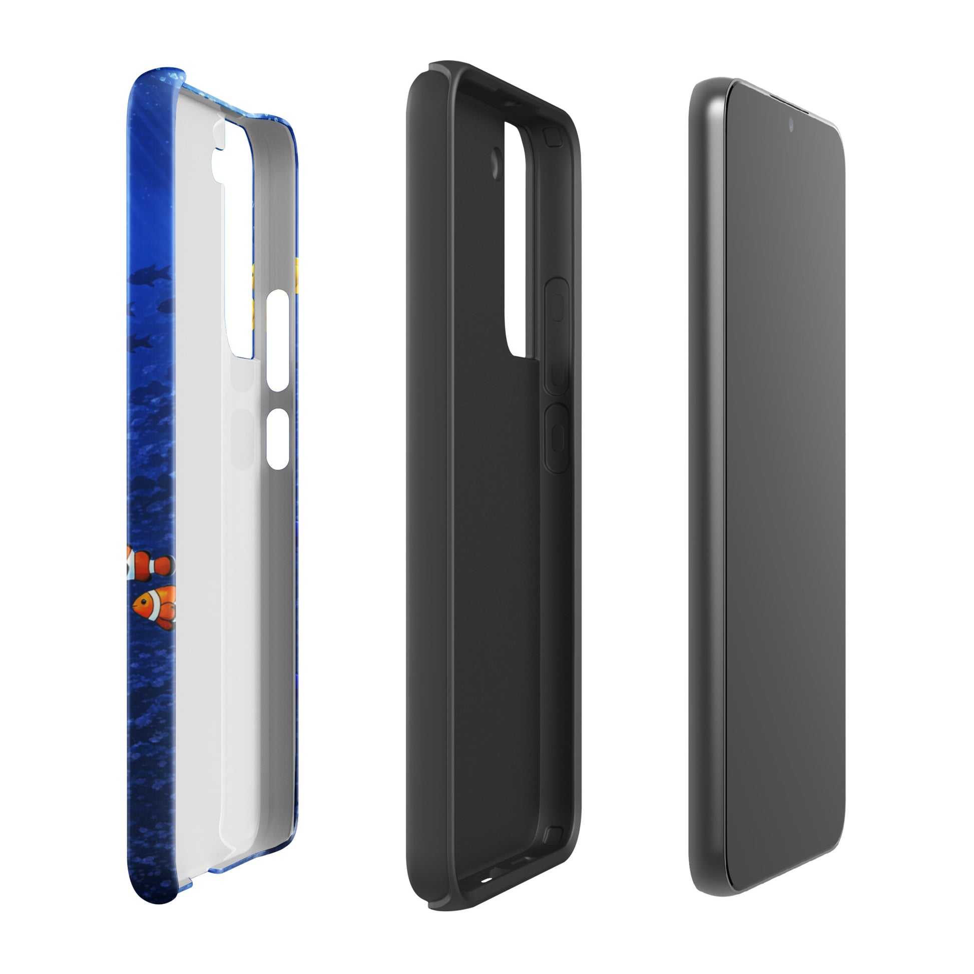 Phone Case for Samsung Galaxy featuring sea turtle reef design with dual-layer protection, showcasing underwater elegance.