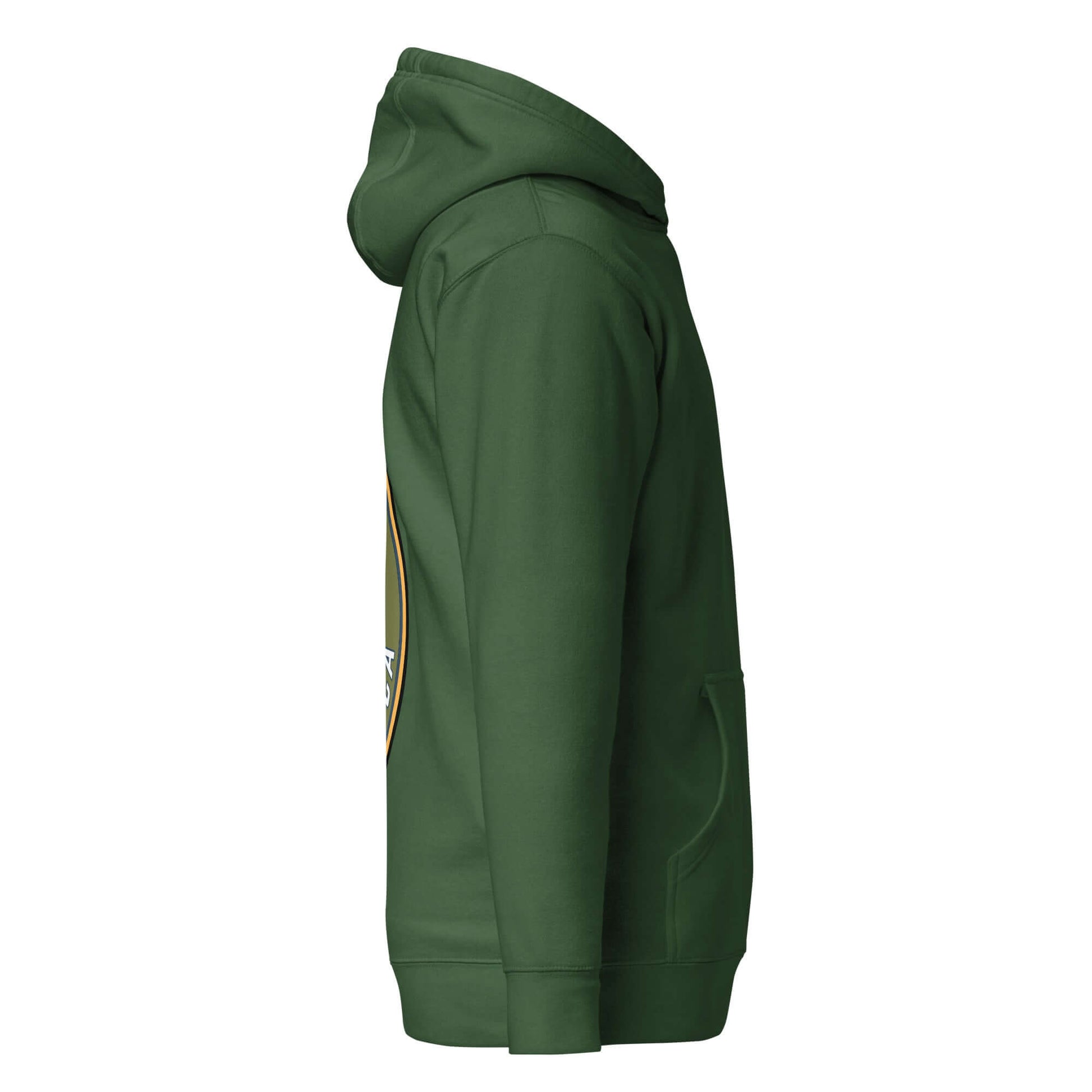 Adult Unisex Hoodie in green, featuring a side view design, perfect for outdoor adventures and casual wear.
