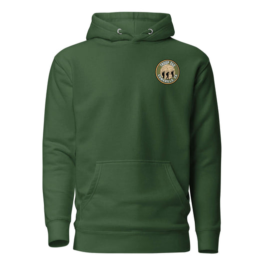 Adult unisex hoodie in green with Troop 262 logo, perfect for hiking and outdoor activities.