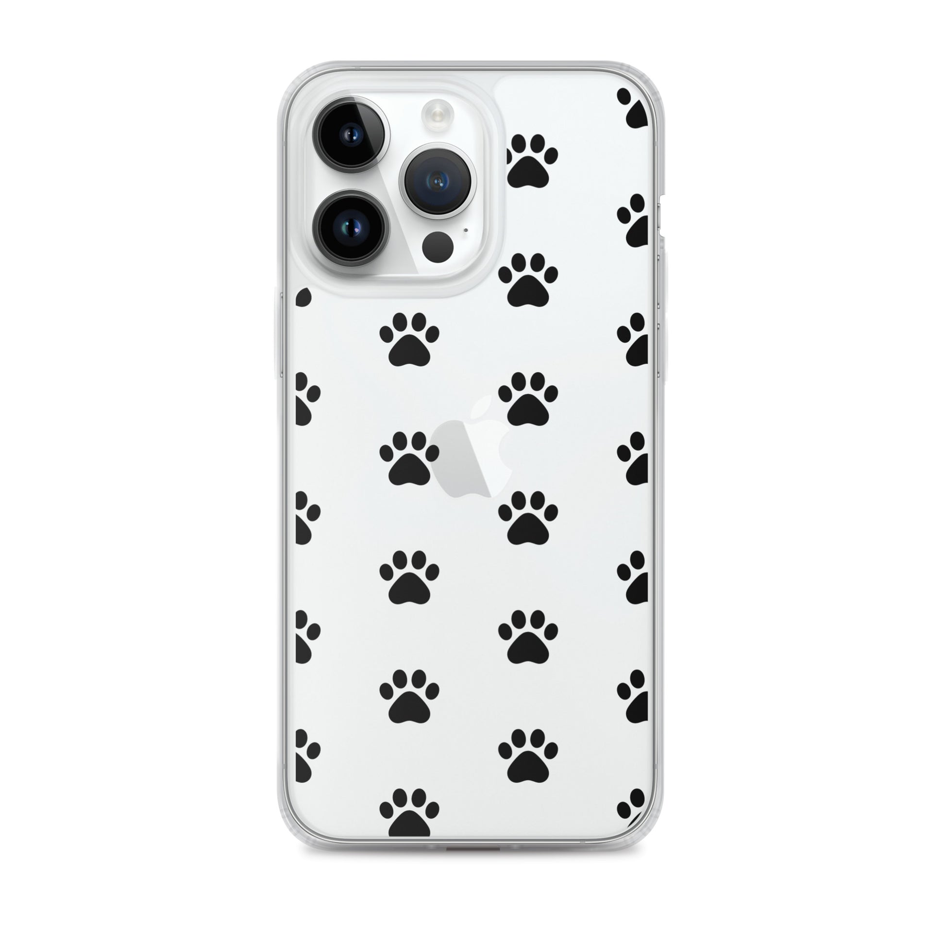 Phone Case with minimalist paw print pattern for pet lovers, featuring a transparent finish.
