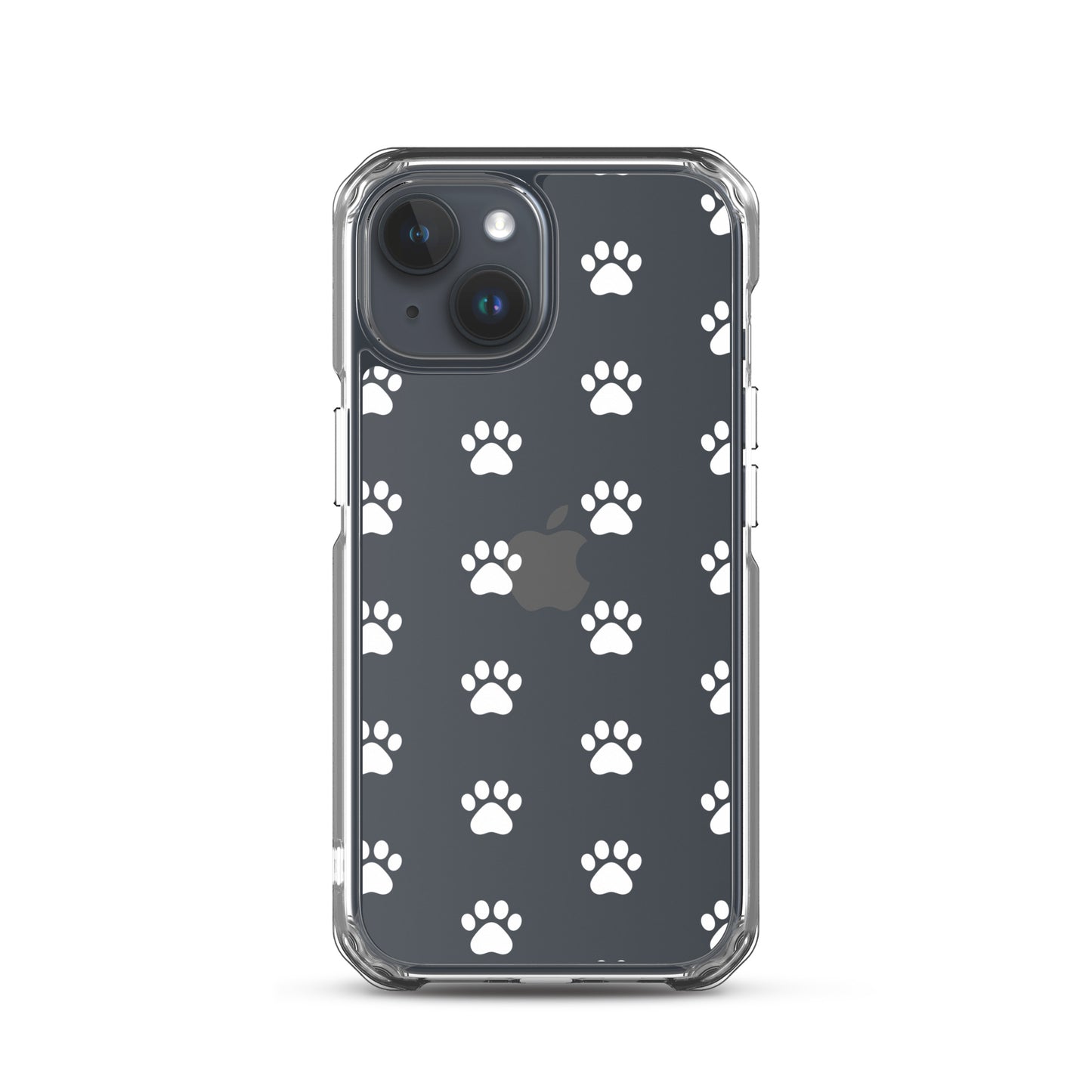 Phone Case for iPhone featuring a minimalist paw print pattern for pet lovers with a transparent finish.