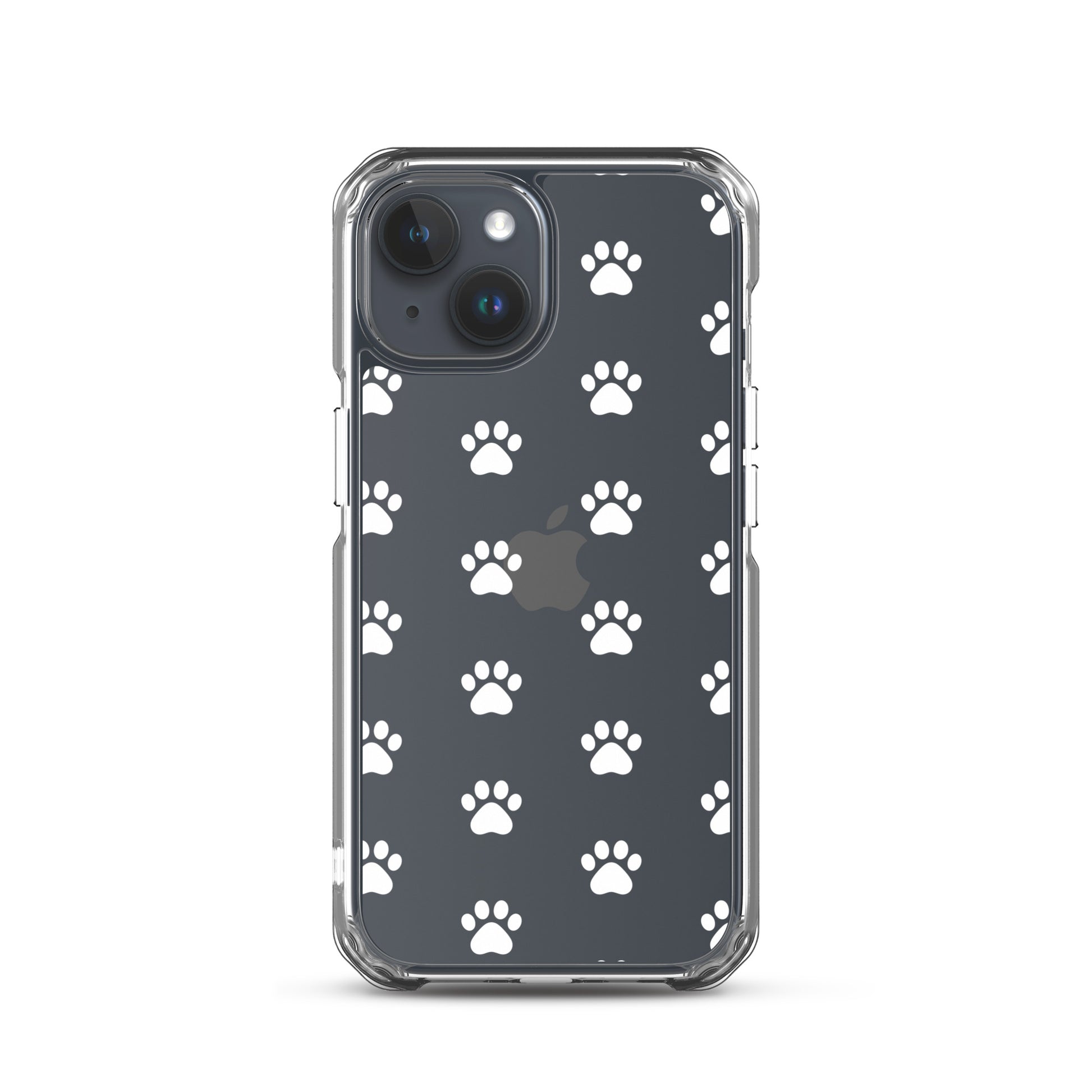 Phone Case for iPhone featuring a minimalist paw print pattern for pet lovers with a transparent finish.