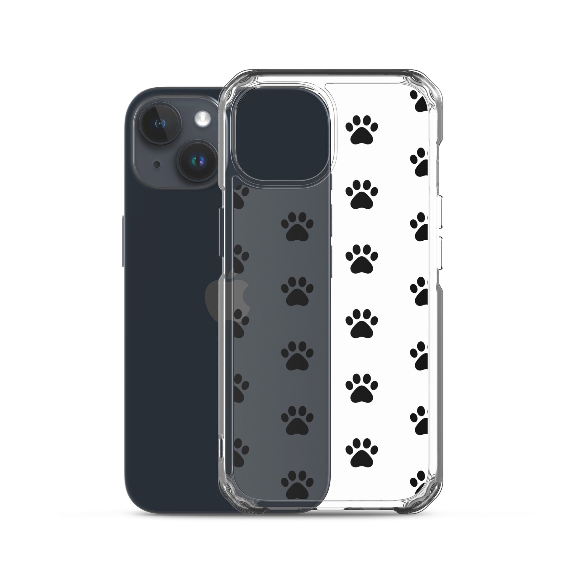 Phone Case for iPhone featuring paw print pattern, minimalist style for pet lovers.