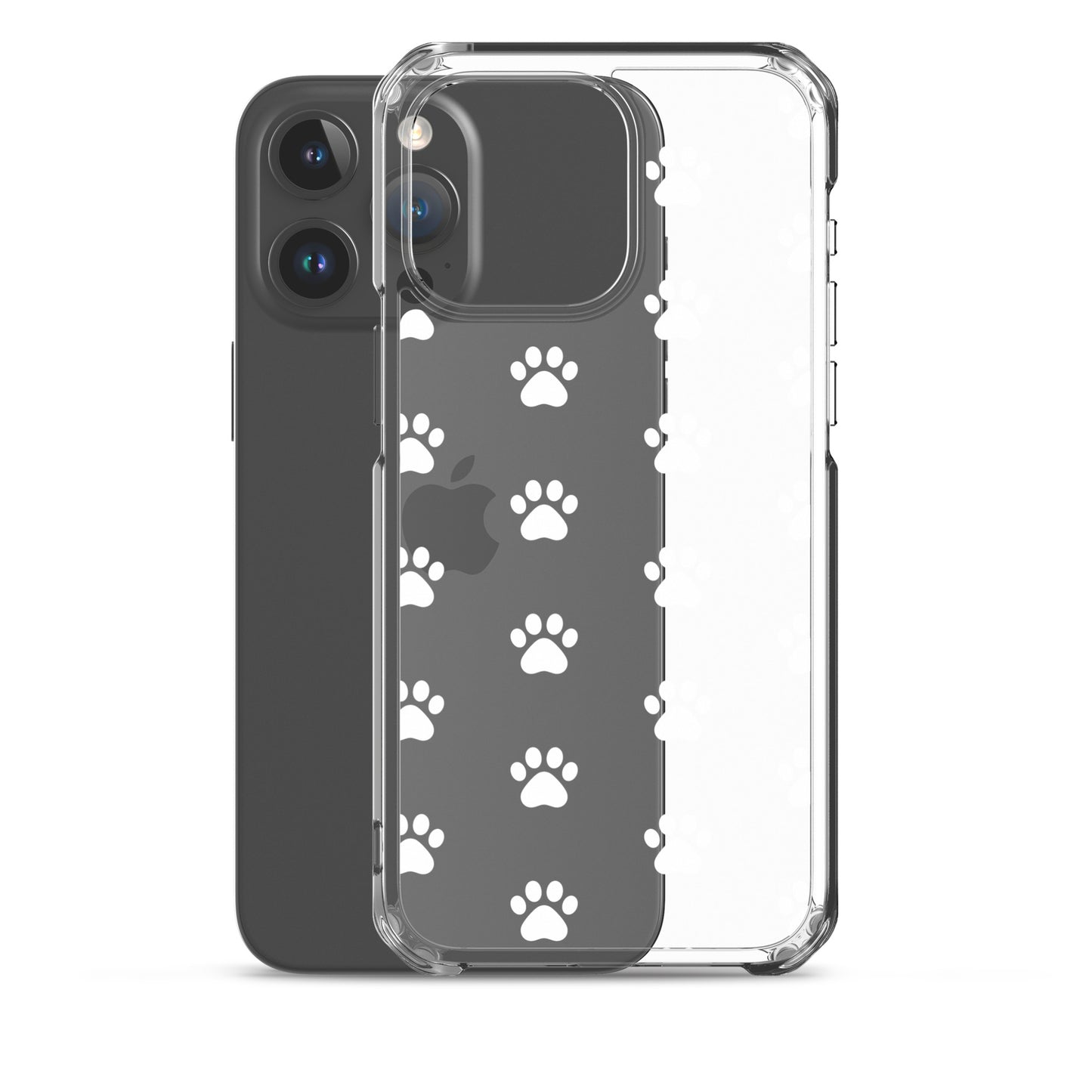 Phone Case for iPhone featuring a minimalist paw print pattern, designed for pet lovers with a transparent finish.