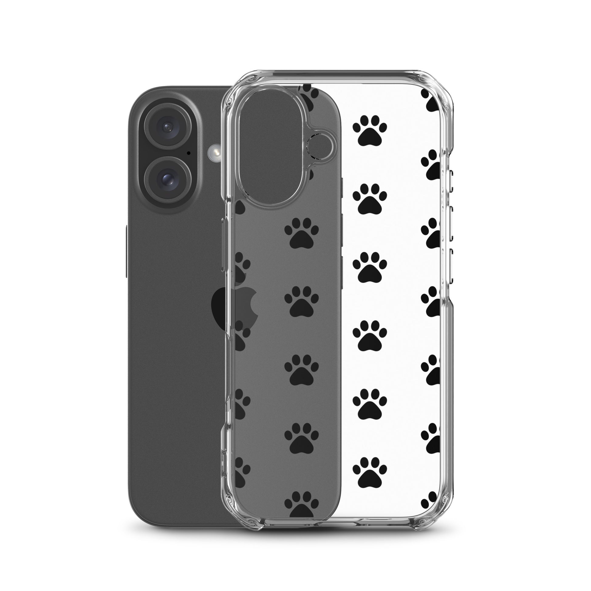 Phone Case for iPhone with playful paw print pattern in minimalist design for pet lovers.