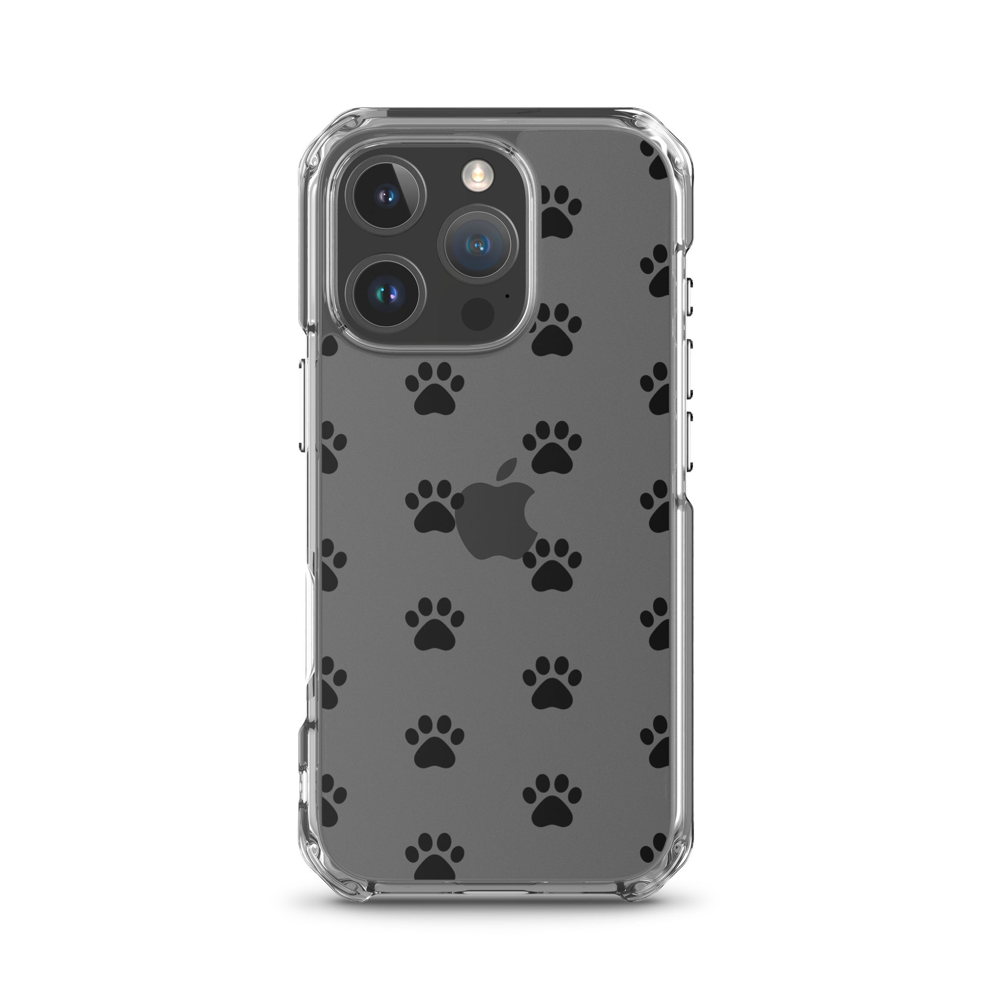 Phone Case featuring a playful paw print pattern for pet lovers with a transparent minimalist design.