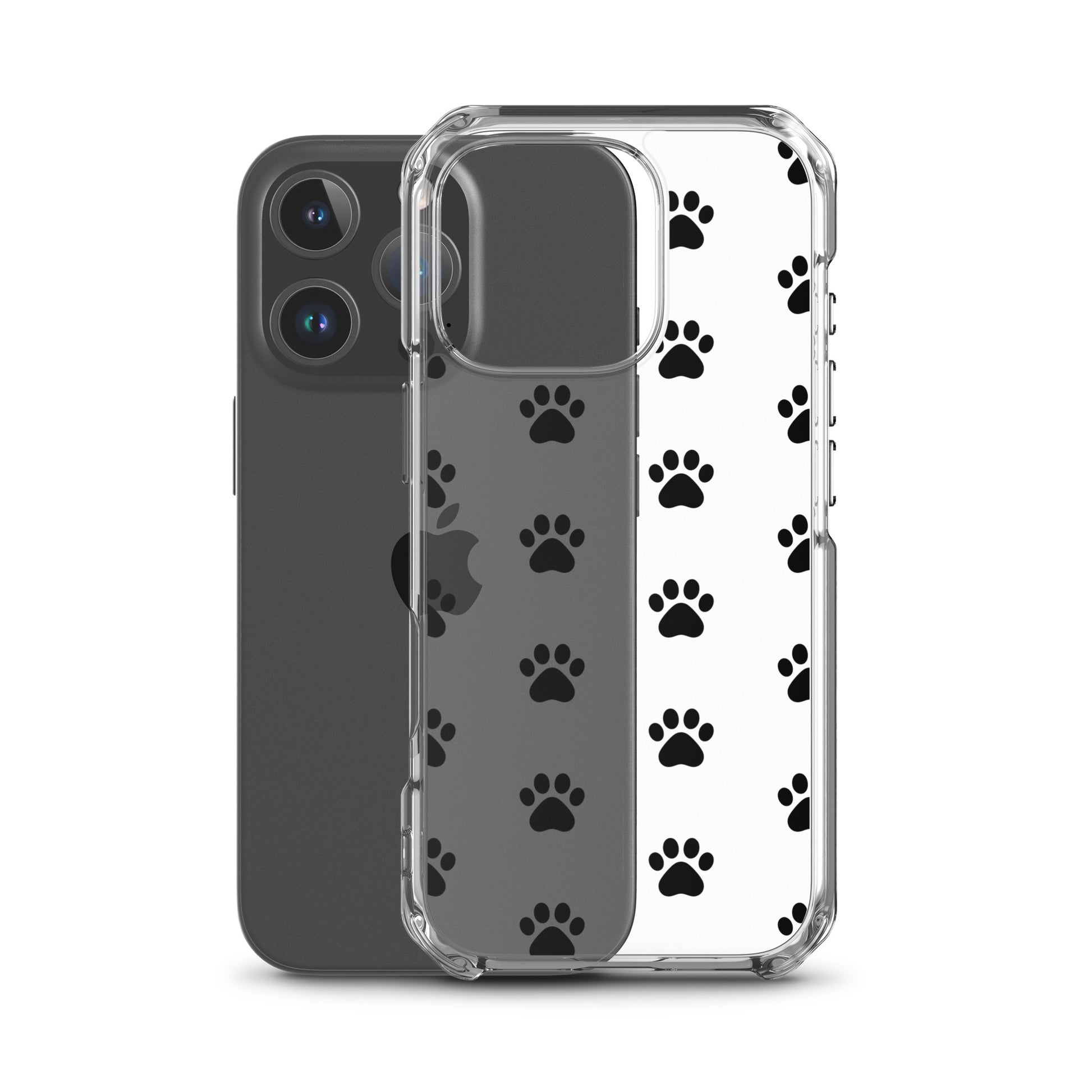 Phone Case for iPhone featuring a minimalist paw print pattern, perfect for pet lovers.