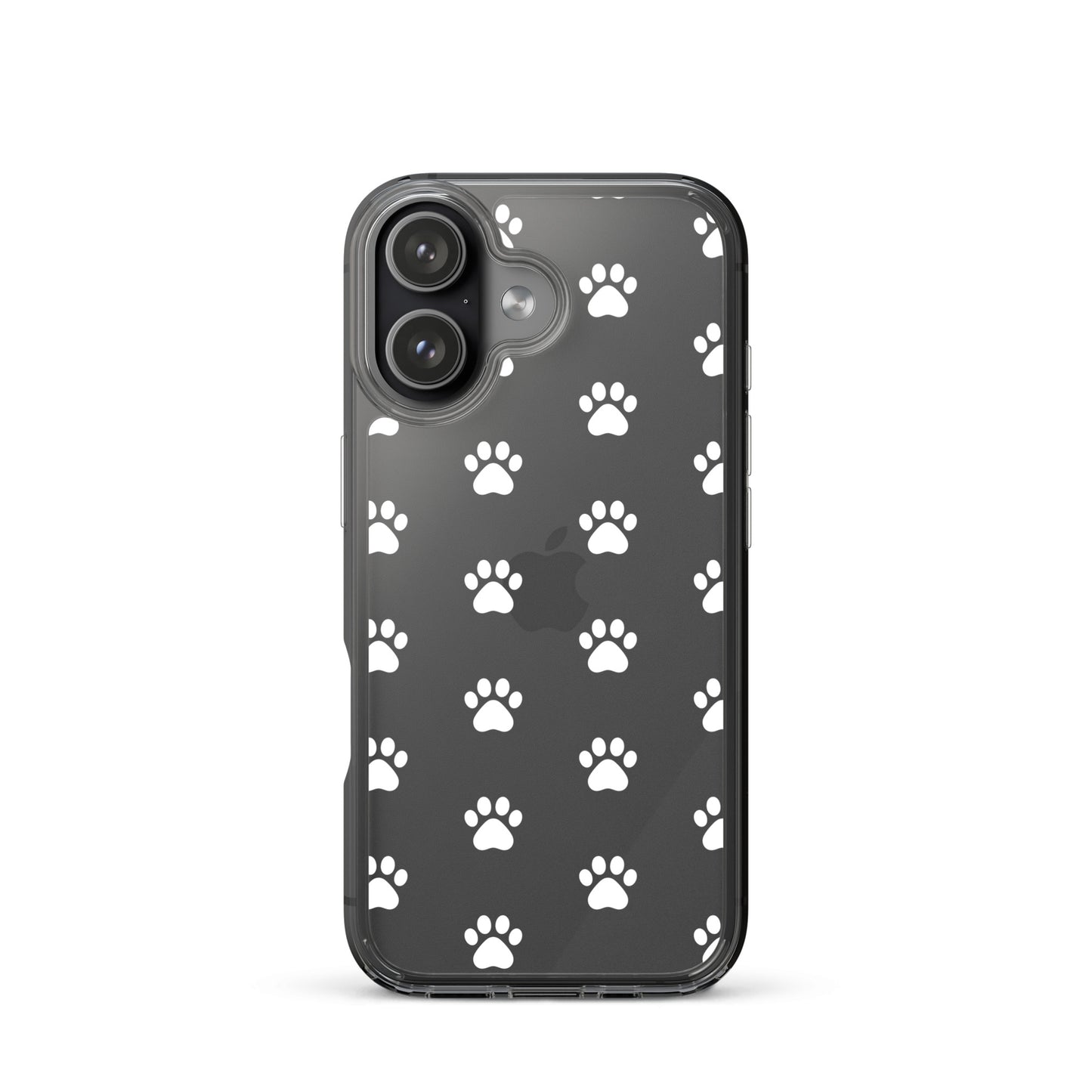 Phone Case for iPhone with paw print pattern, minimalist design for pet lovers, clear finish showcasing phone's color.