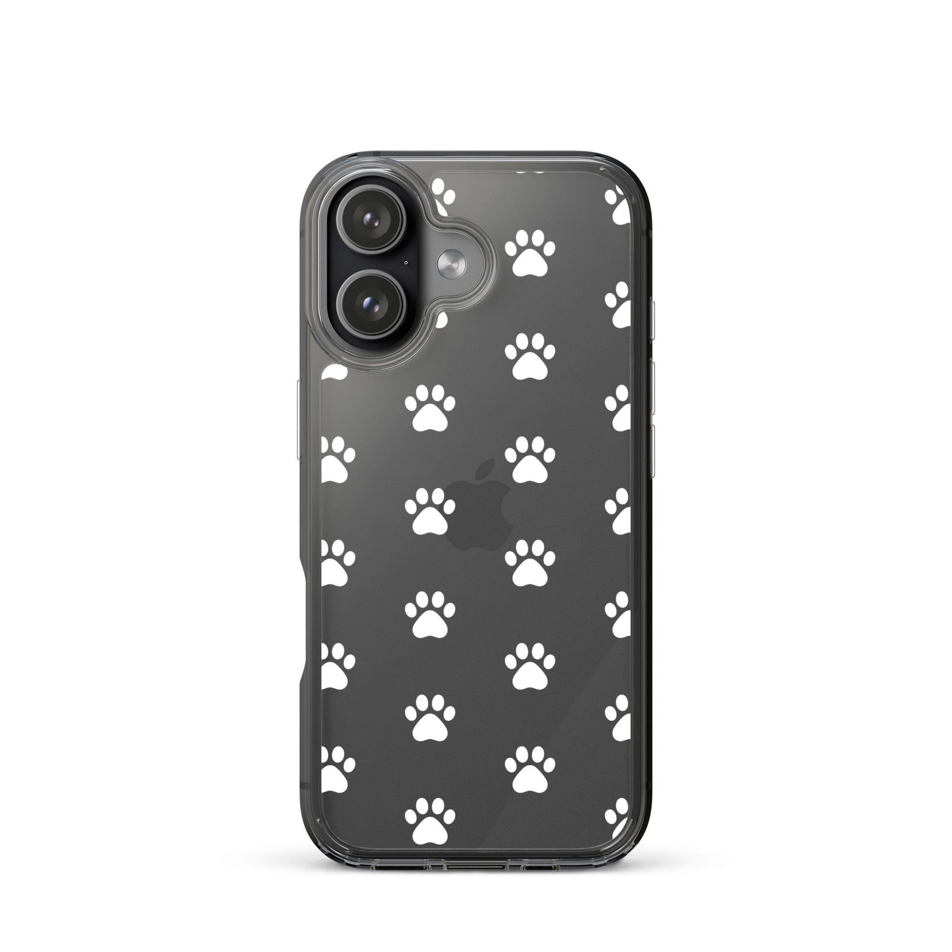 Phone Case for iPhone with paw print pattern, minimalist design for pet lovers, clear finish showcasing phone's color.