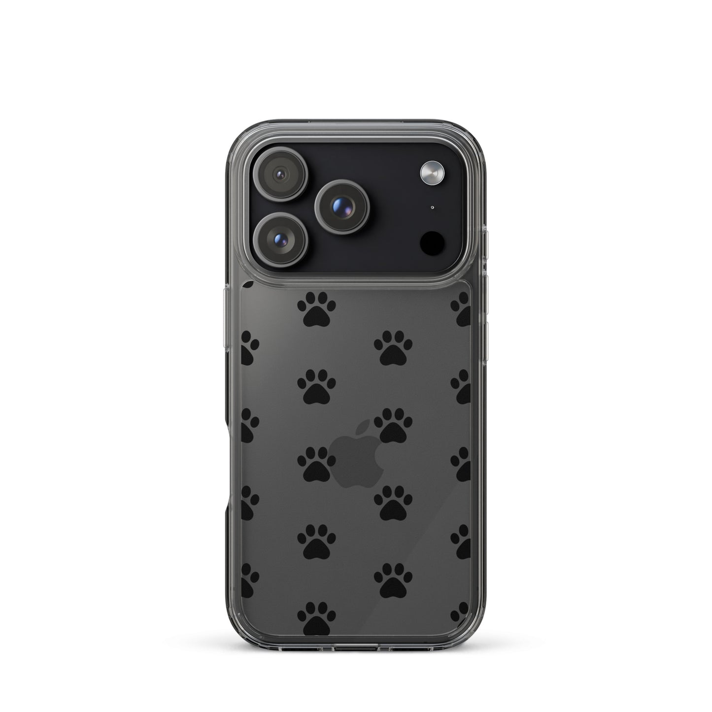 Phone Case for iPhone with minimalist black paw print pattern, designed for pet lovers.