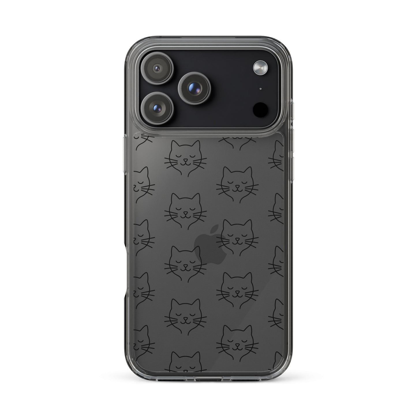 Phone Case for iPhone with cute cat face pattern on a clear background