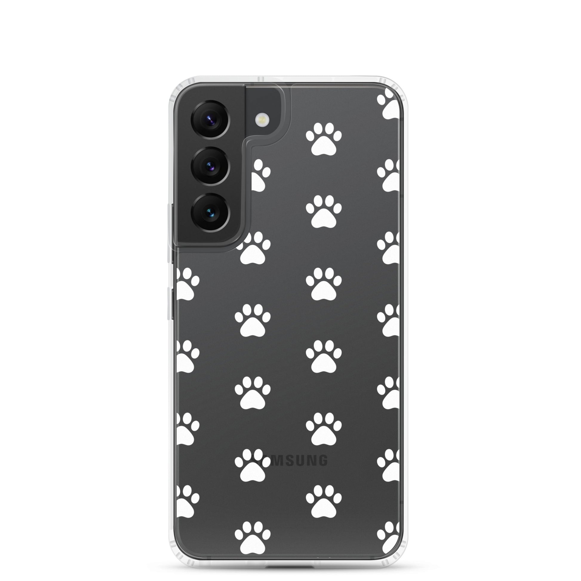 Phone Case for Samsung Galaxy with playful paw print pattern, perfect for pet lovers.