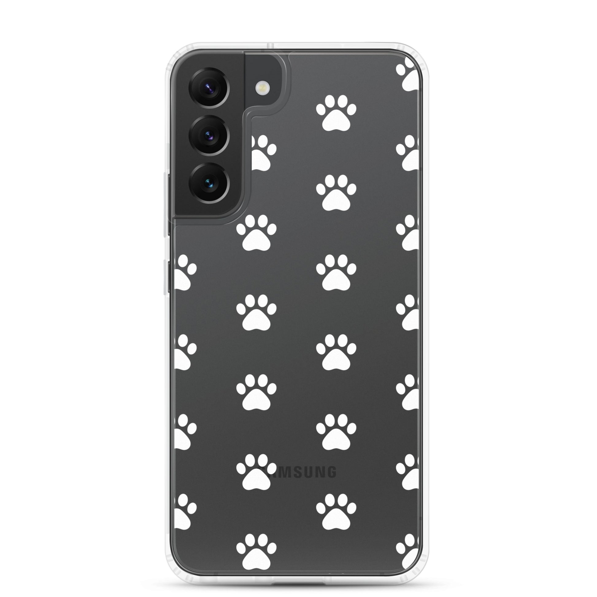Phone Case for Samsung Galaxy with playful paw print pattern in minimalist style.
