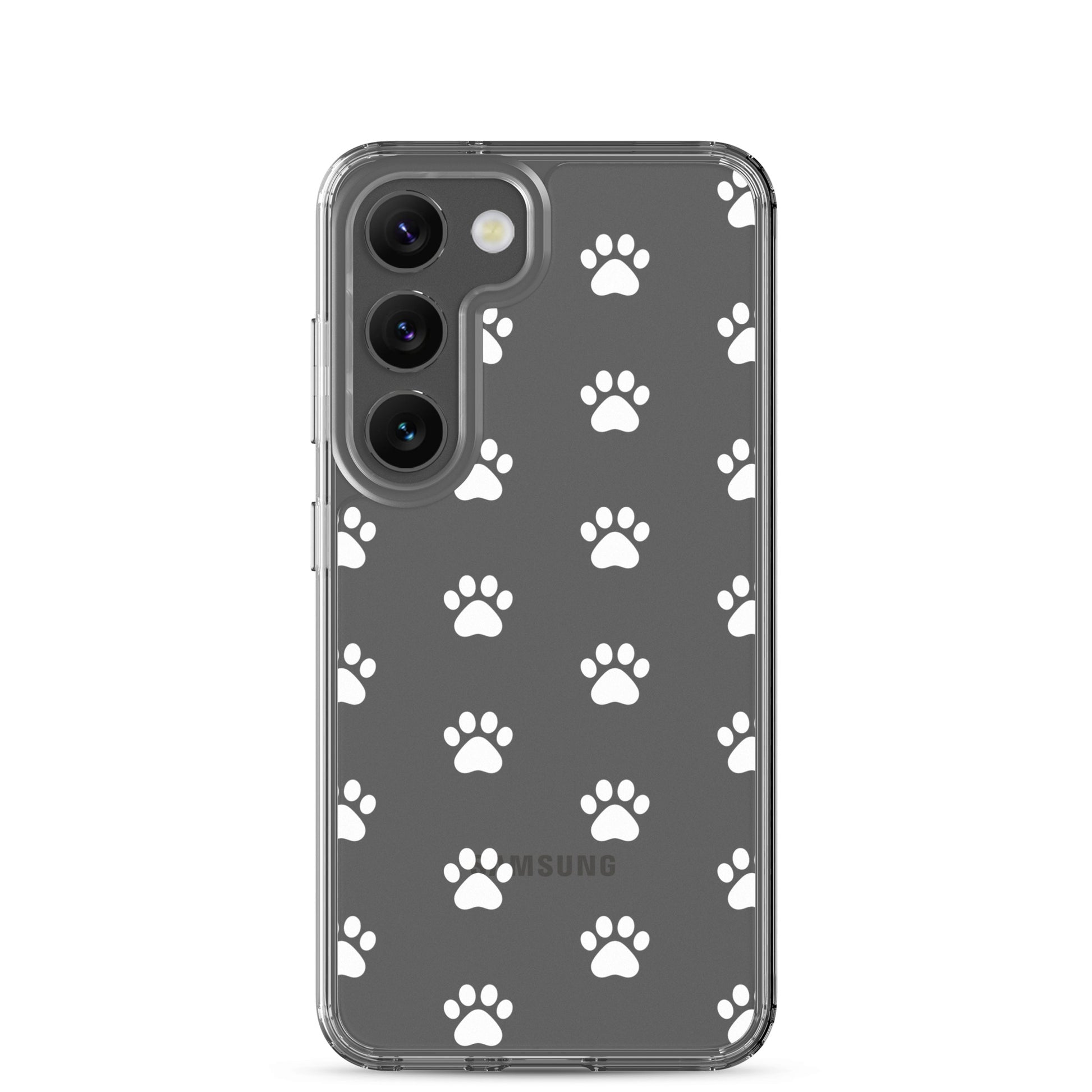 Phone Case for Samsung Galaxy featuring a playful paw print pattern, perfect for pet lovers.
