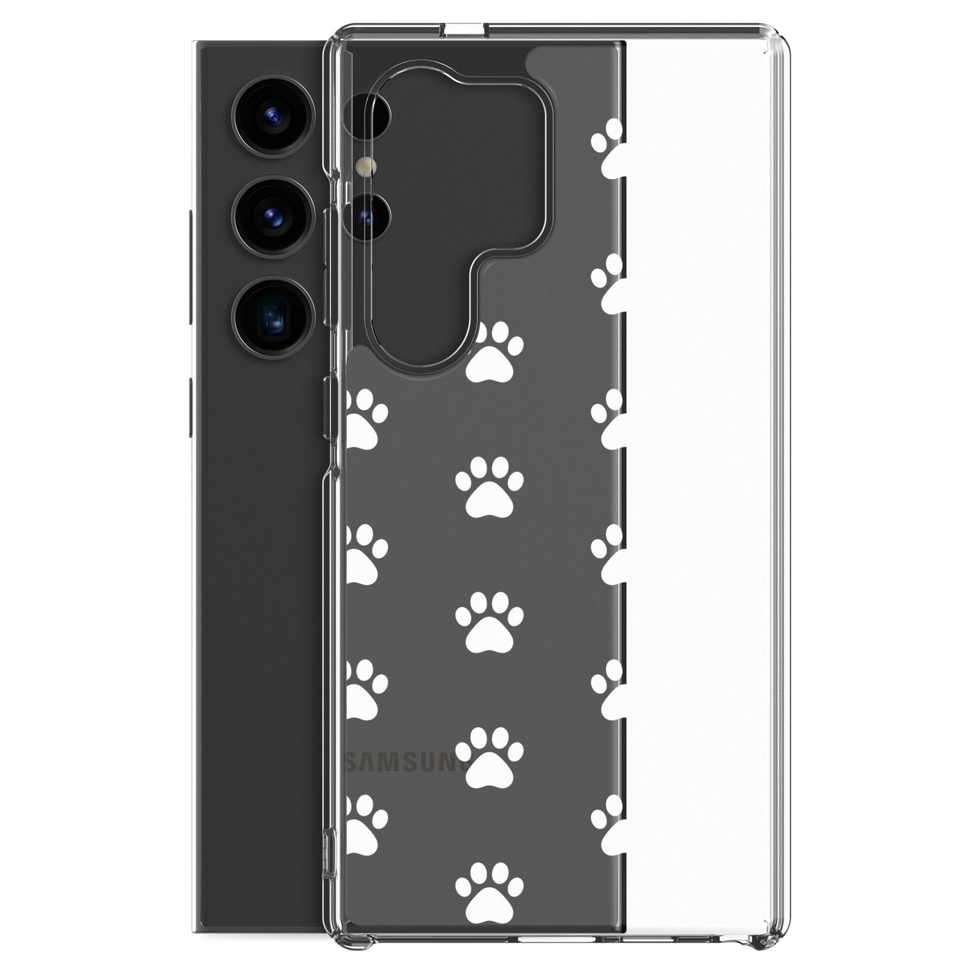 Phone Case for Samsung Galaxy featuring a playful paw print pattern and minimalist design.