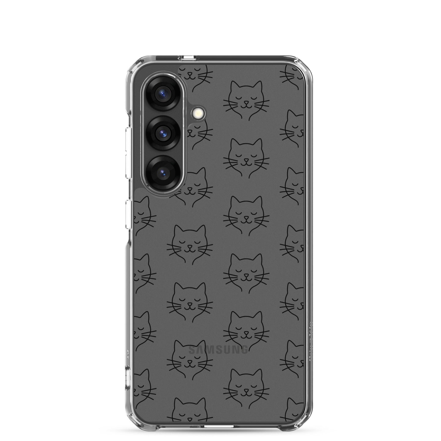Phone Case for Samsung Galaxy with cute cat face pattern, clear design for protection and style.