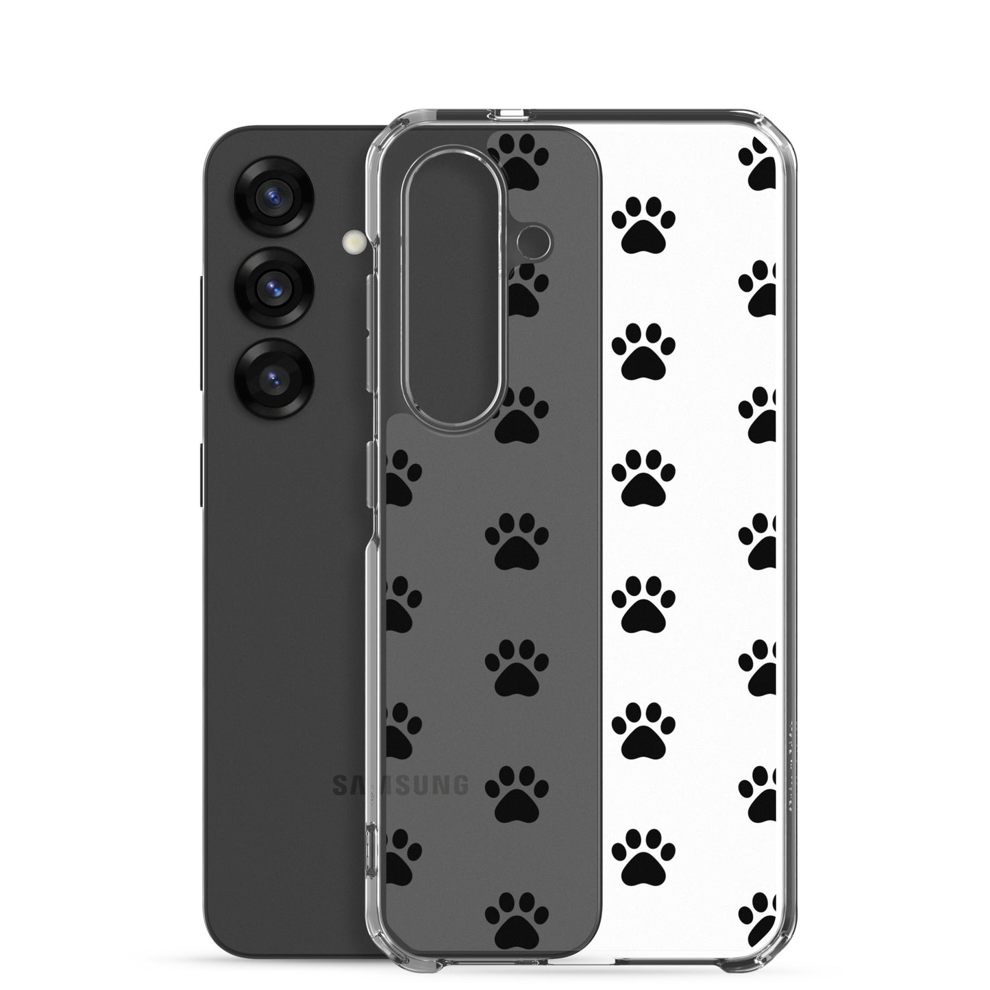 Phone Case for Samsung Galaxy featuring a playful paw print pattern, perfect for pet lovers with a minimalist style.