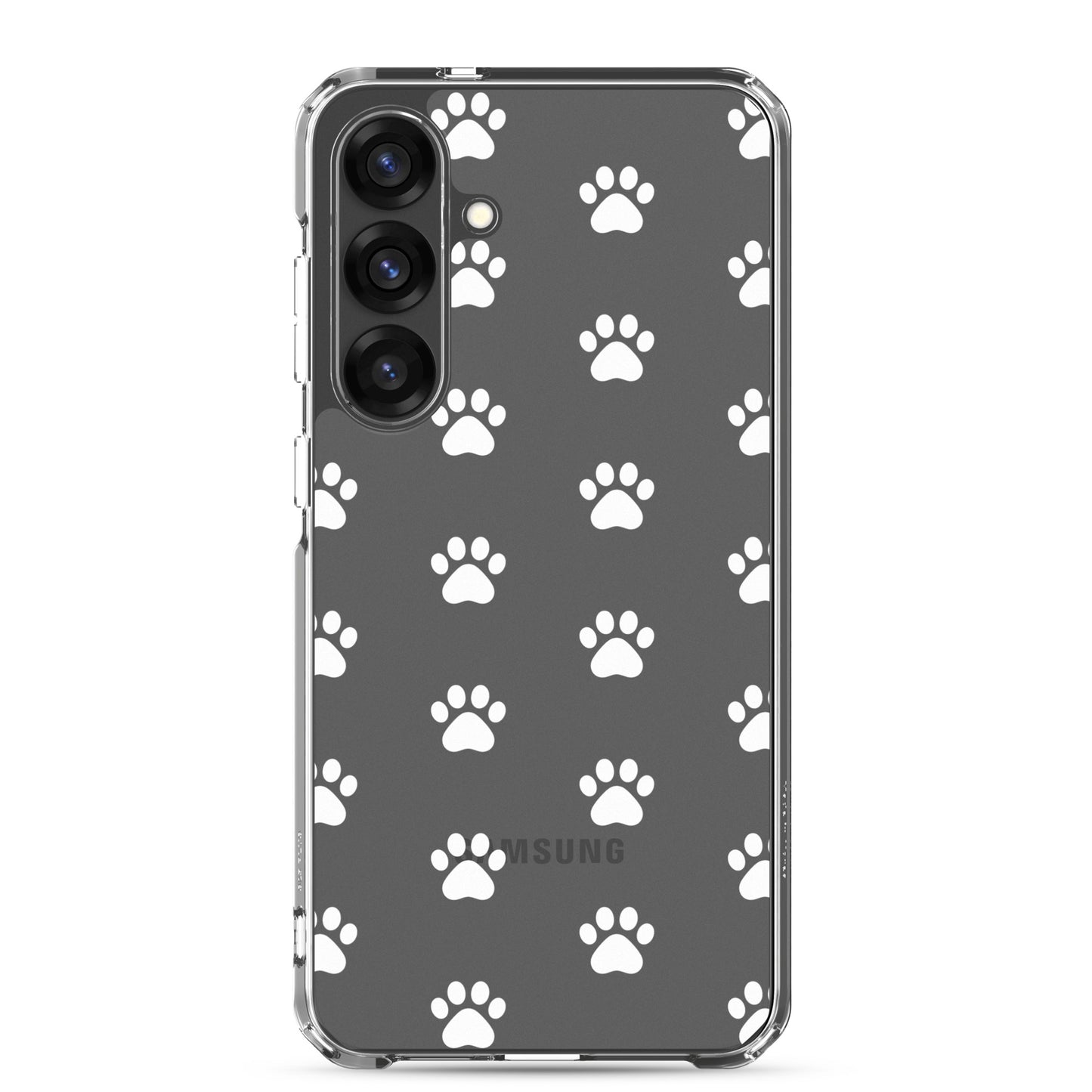 Phone Case for Samsung Galaxy with playful paw print pattern and transparent finish