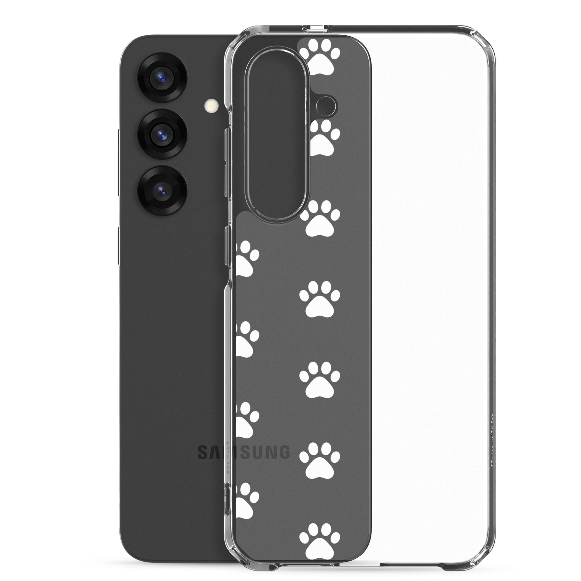 Phone Case for Samsung Galaxy with playful paw print pattern, perfect for pet lovers.