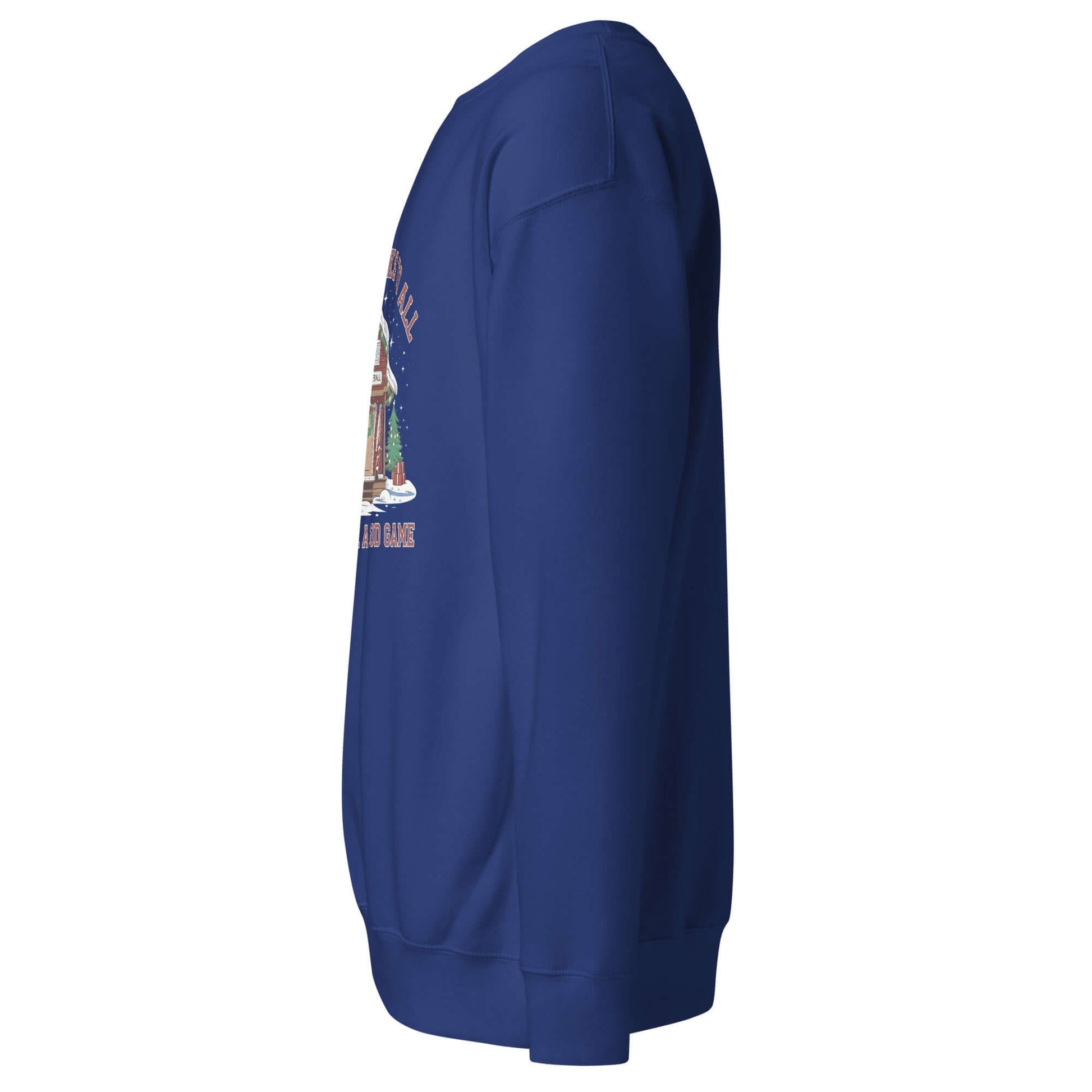 Blue Merry Dinks Pickleball Cabin Holiday Sweatshirt Side View