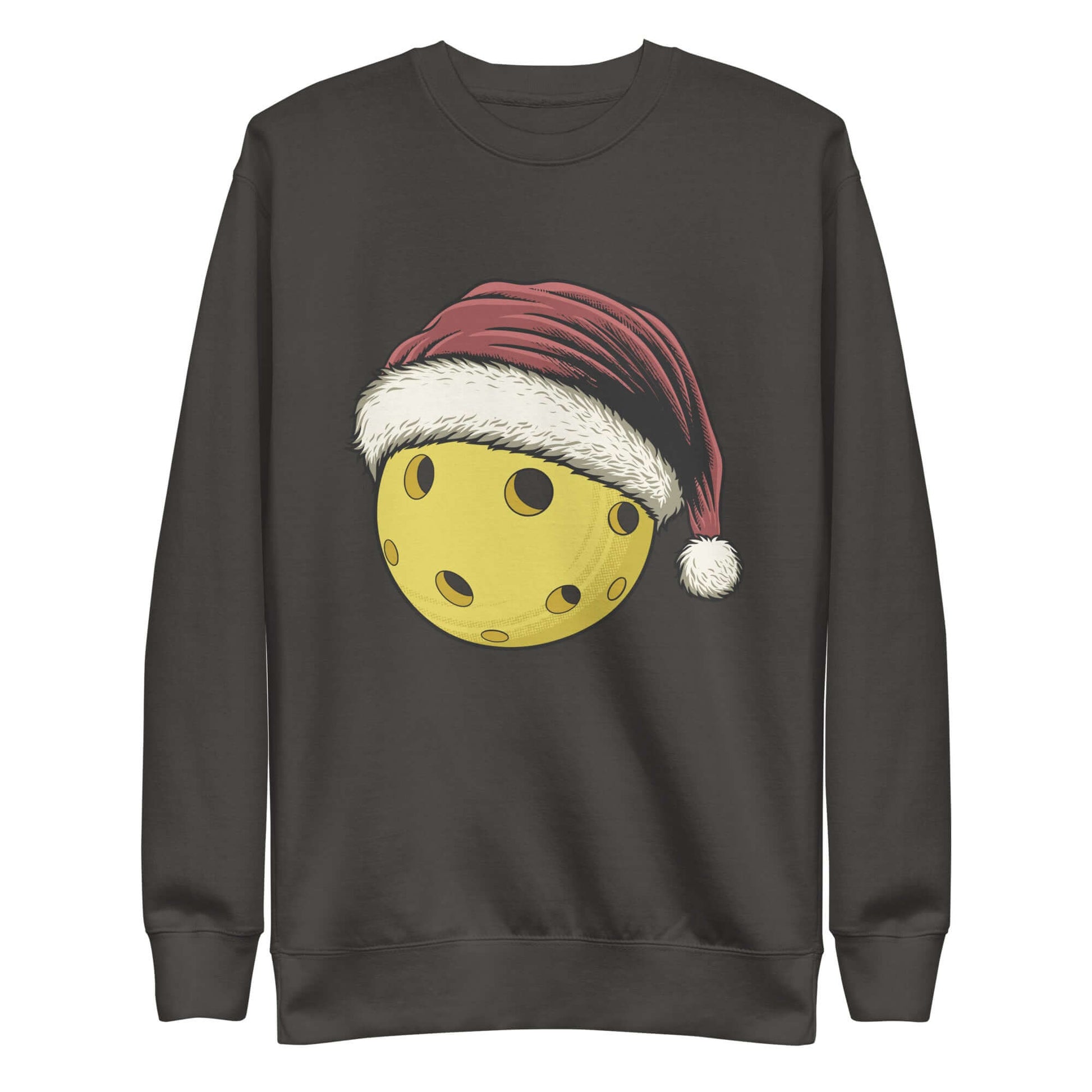 Jolly Pickleball Santa Sweatshirt with festive pickleball design and Santa hat, perfect for holiday pickleball enthusiasts.