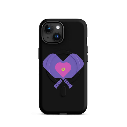 LOVE Pickleball MagSafe® Tough Case for iPhone® featuring heart design and paddles.