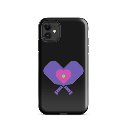 LOVE Pickleball Tough Case for iPhone® featuring heart-shaped paddles, stylish and durable protection.