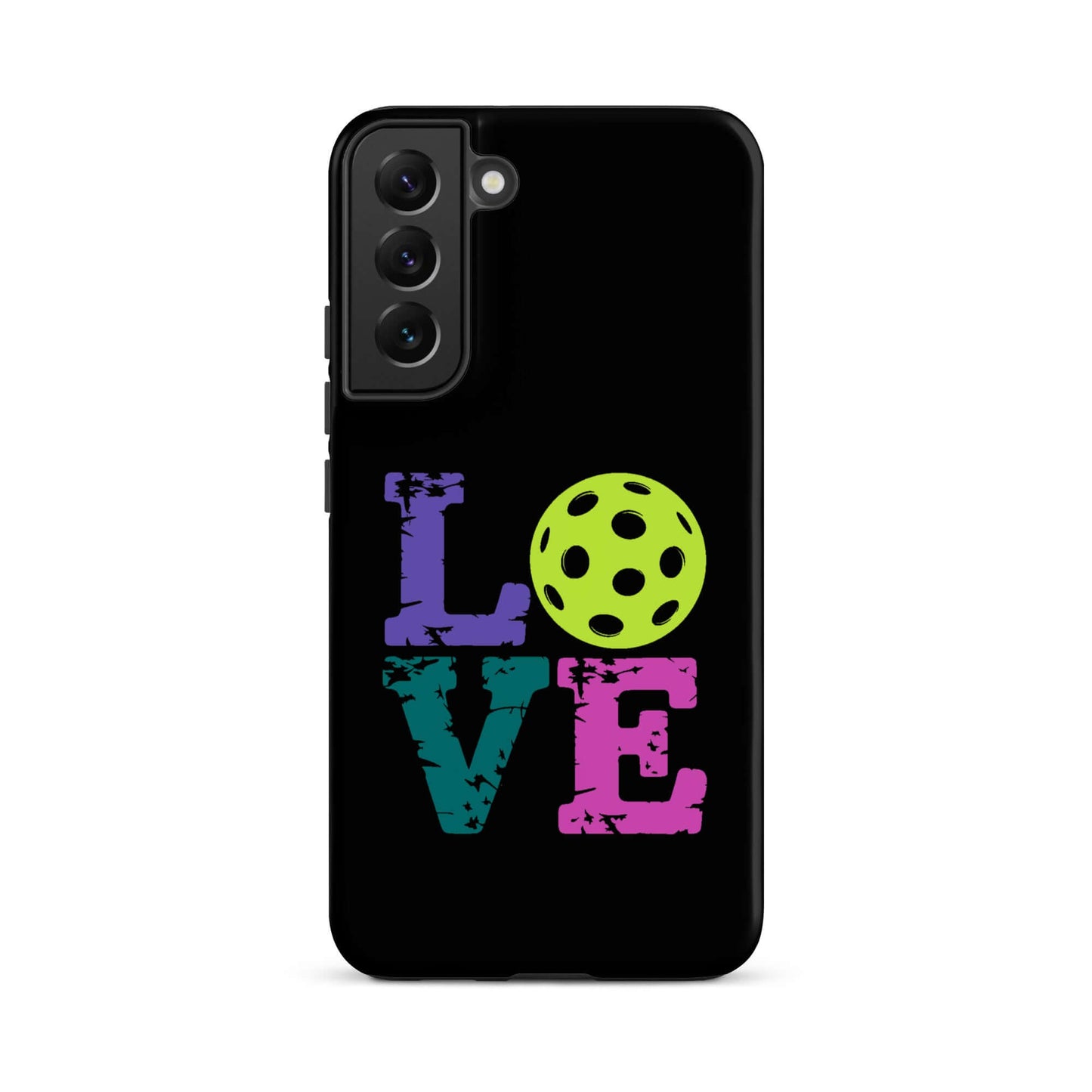 LOVE Pickleball Tough Case for Samsung® featuring a colorful design and pickleball graphic.
