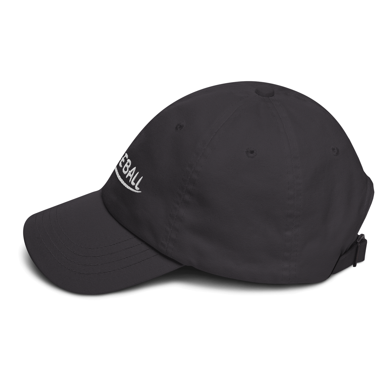 Low profile black pickleball hat with adjustable strap and embroidered design.