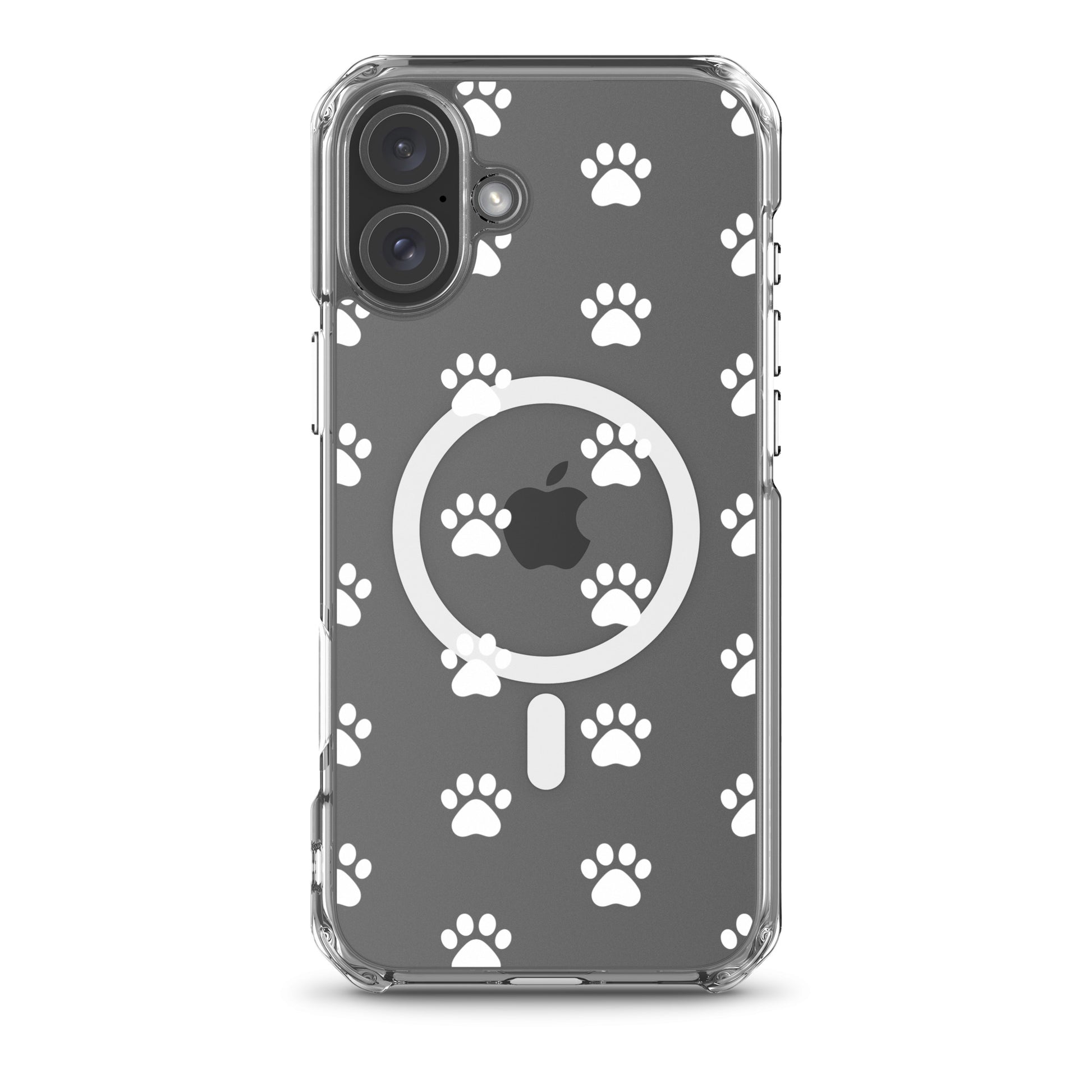 Magnetic Phone Case for iPhone with paw print pattern design, perfect for pet lovers showcasing minimalist style.