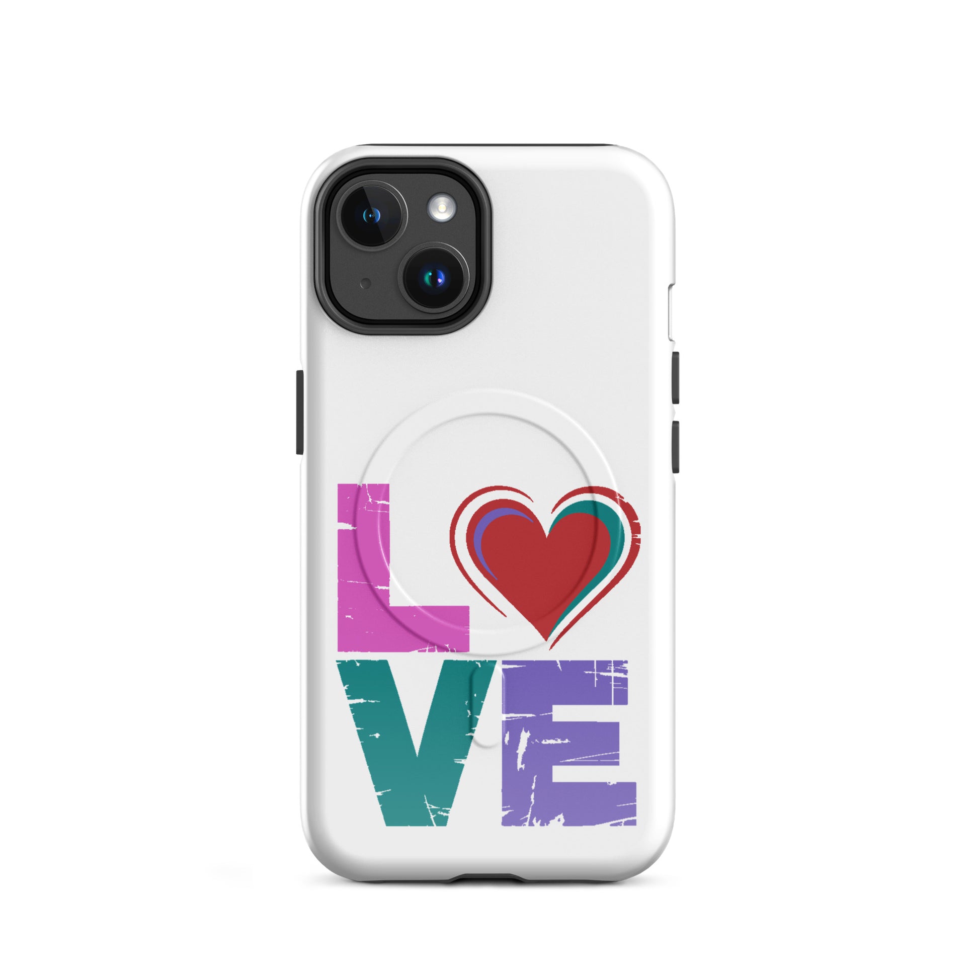 Love Magnetic Dual-Layer Tough Case for iPhone, an Apple iPhone Case with colorful love design.