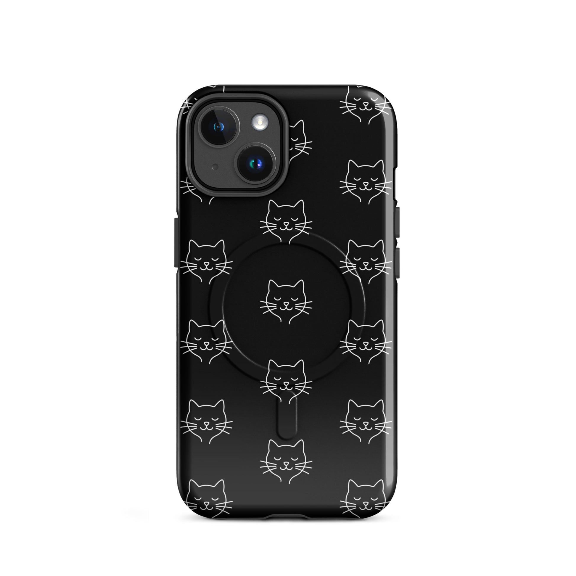 Magnetic Phone Case for iPhone featuring a cute minimalist cat pattern design.