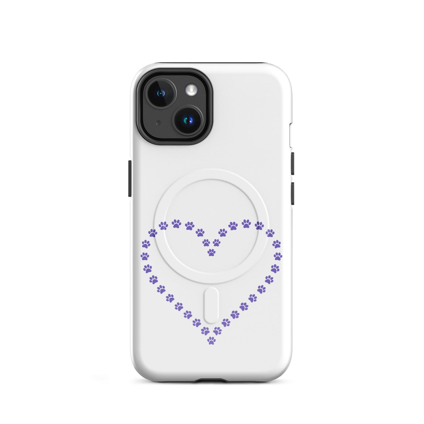 Magnetic Phone Case featuring a whimsical paw print heart design, perfect for pet lovers.