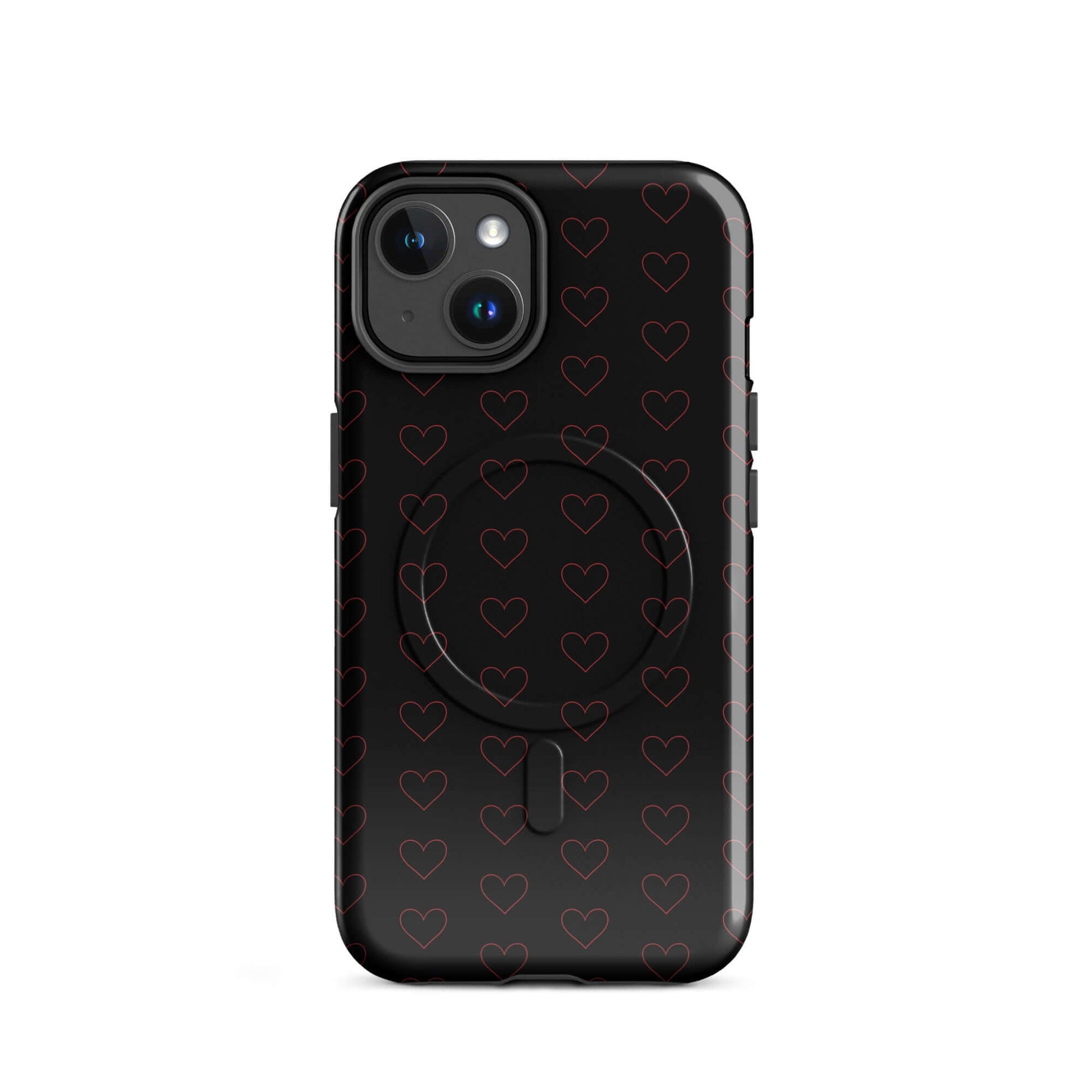 Magnetic Phone Case with a luxe crimson heart pattern for a stylish and modern look.