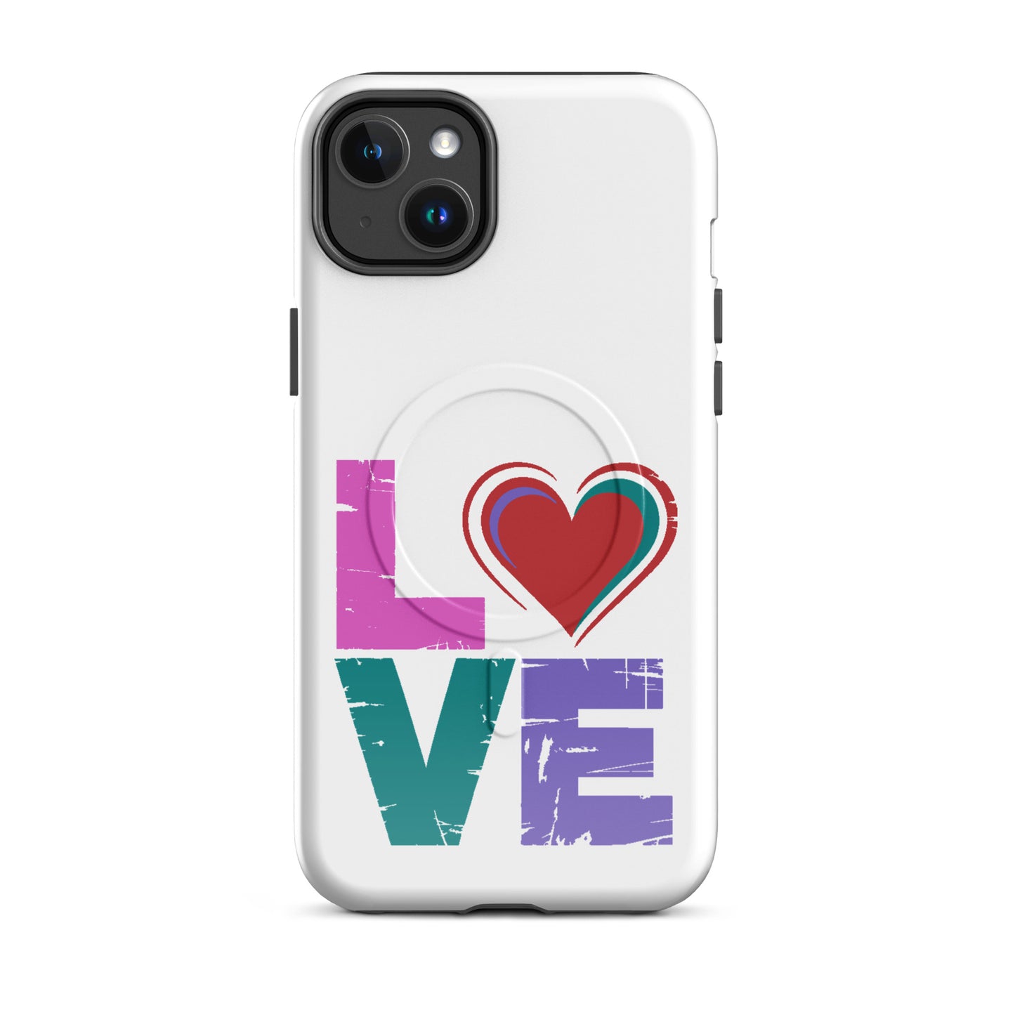 Love Magnetic Dual-Layer Tough Case for iPhone featuring colorful design, ideal Apple iPhone Case for protection and style.