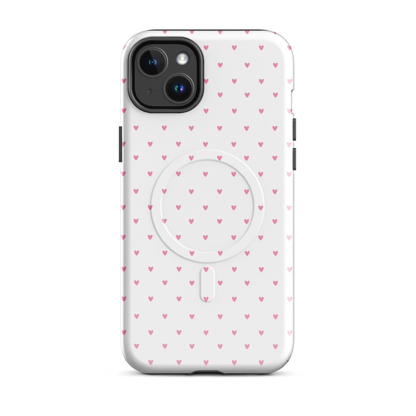 Magnetic Phone Case with heart-dot pattern, minimalist and stylish design for iPhone.