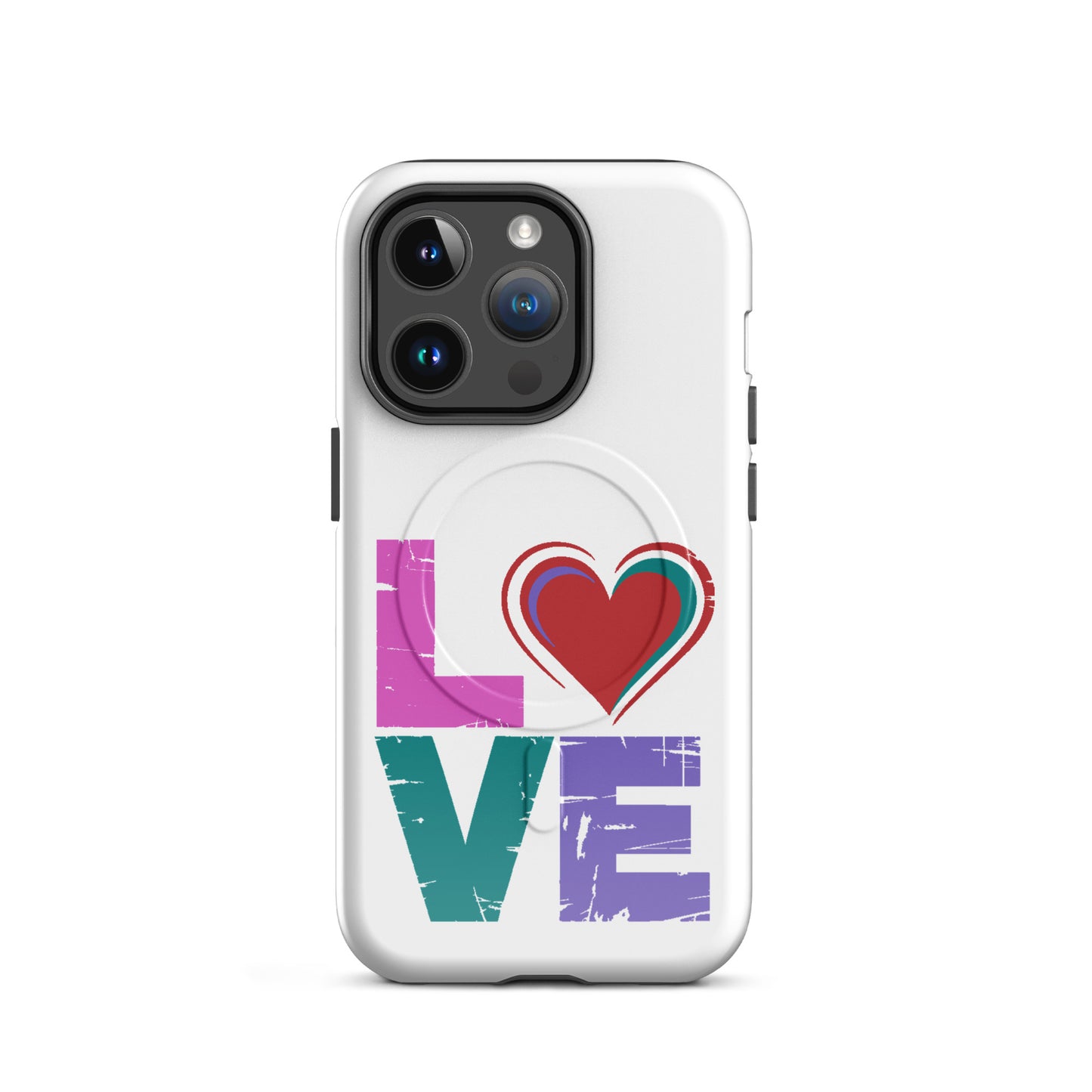 Love Magnetic Dual-Layer Tough Case for iPhone, stylish design, Apple iPhone Case, durable protection, wireless charging.