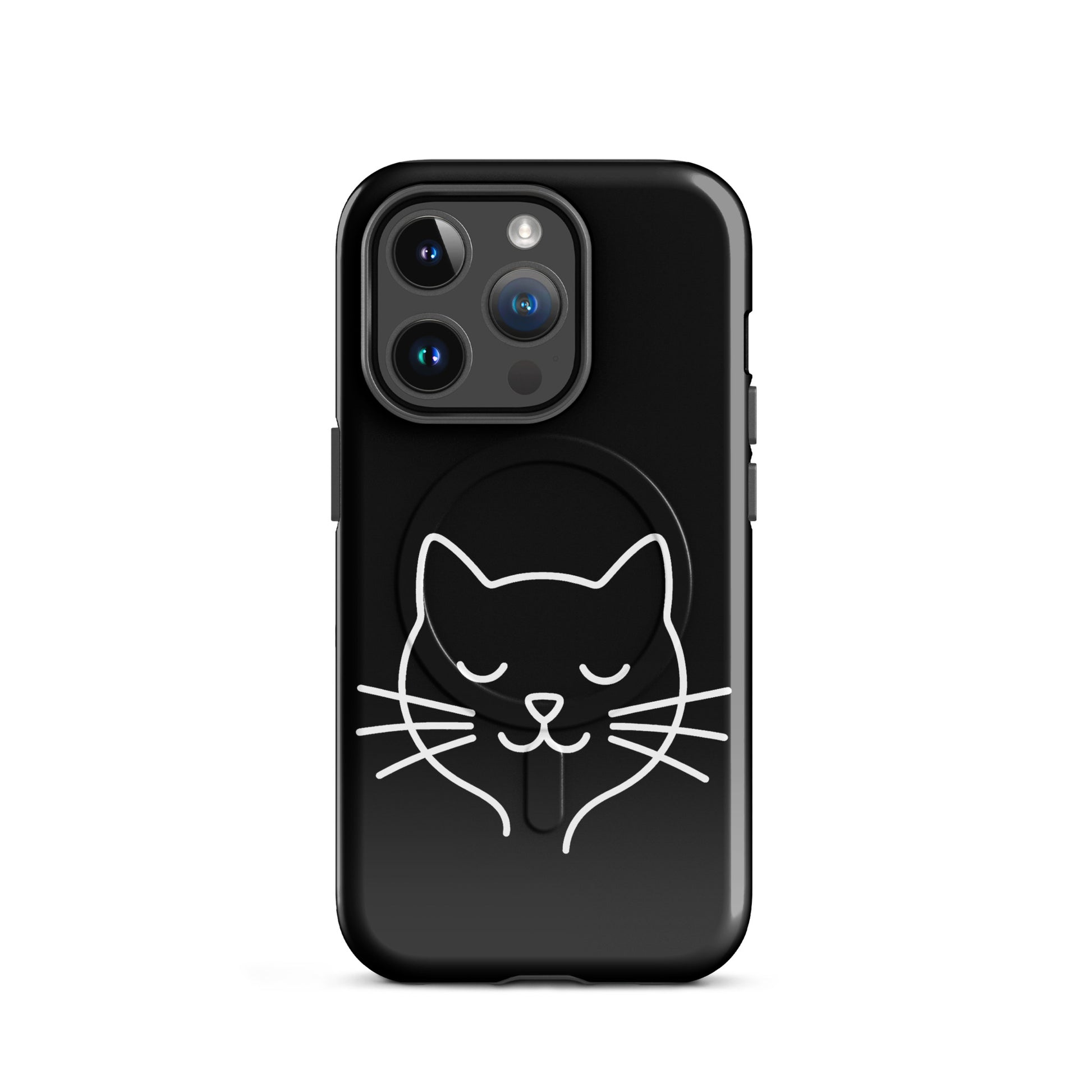 Magnetic Phone Case for iPhone featuring cute minimalist cat line art design.