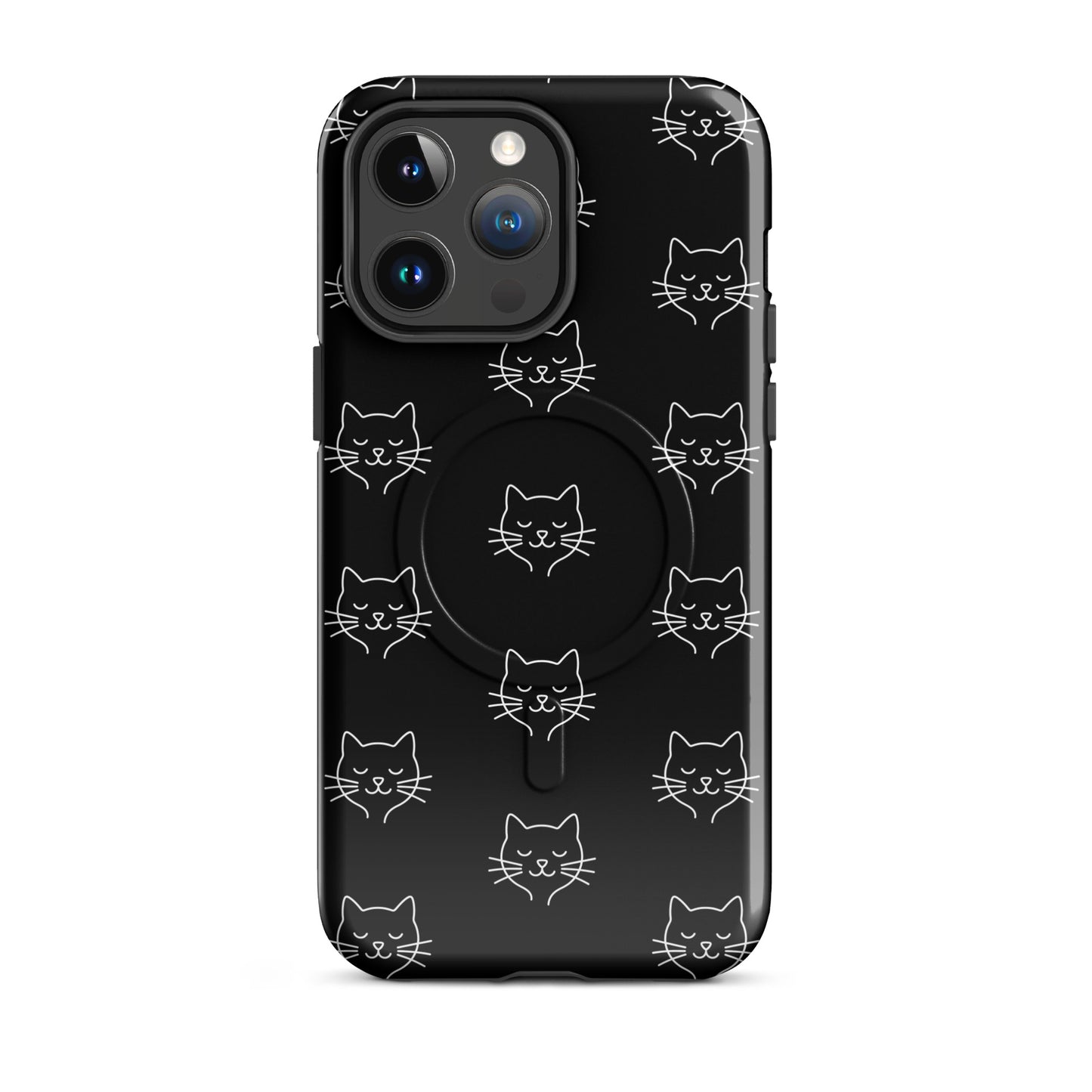 Magnetic Phone Case with cute minimalist cat pattern design for iPhone, stylish and protective accessory.
