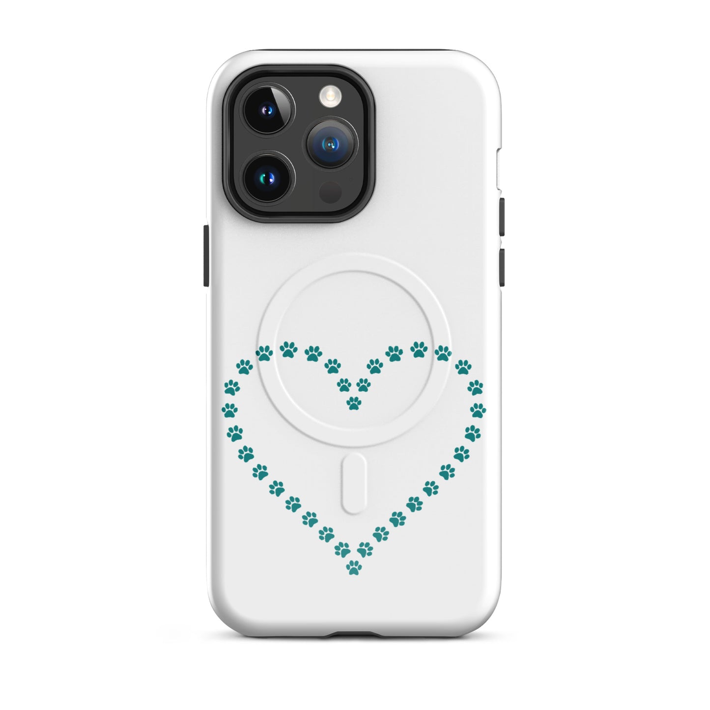 Magnetic Phone Case with paw print heart design, perfect for pet lovers and minimalistic style.