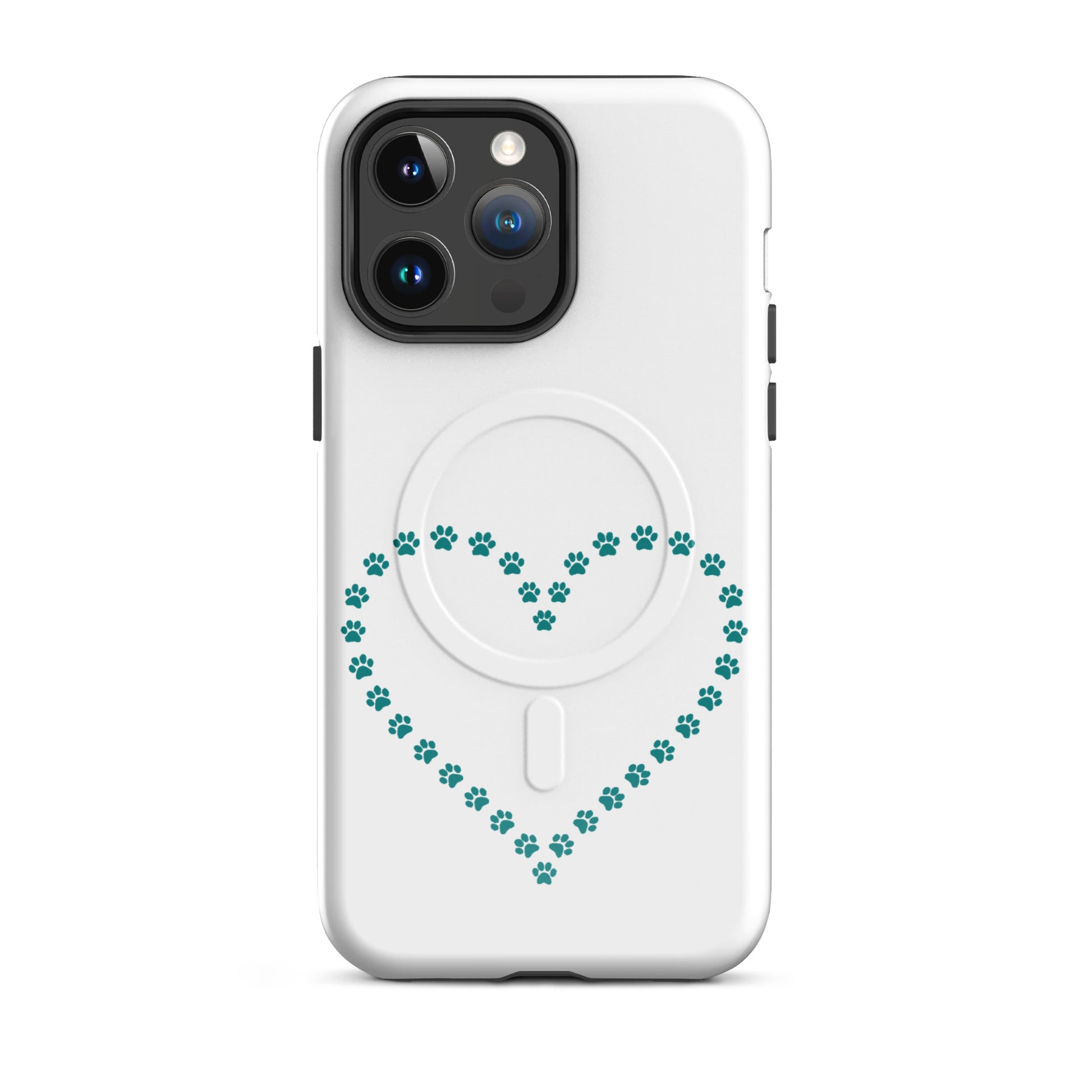 Magnetic Phone Case with paw print heart design, perfect for pet lovers and minimalistic style.