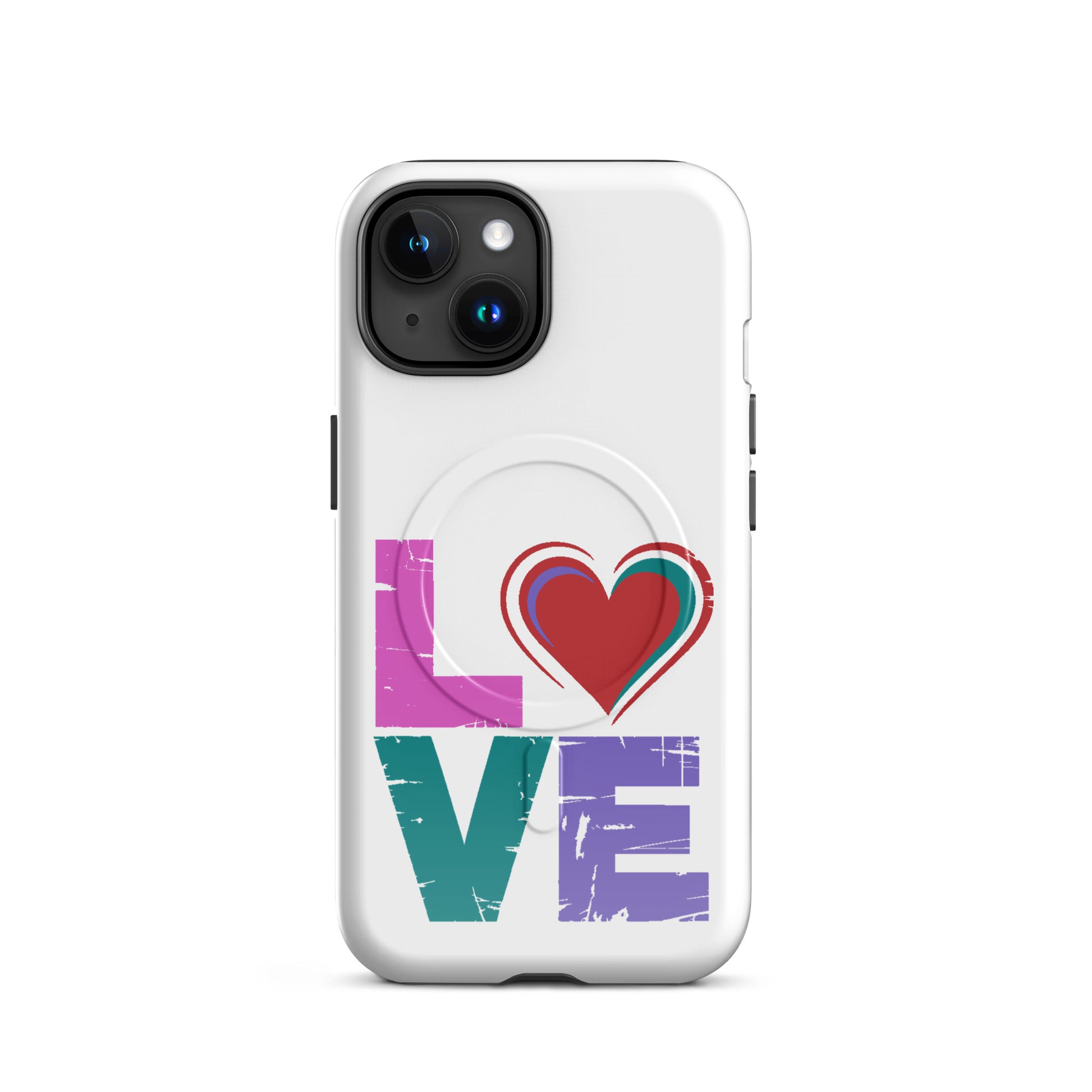 Love Magnetic Dual-Layer Tough Case for Apple iPhone Case featuring vibrant heart design