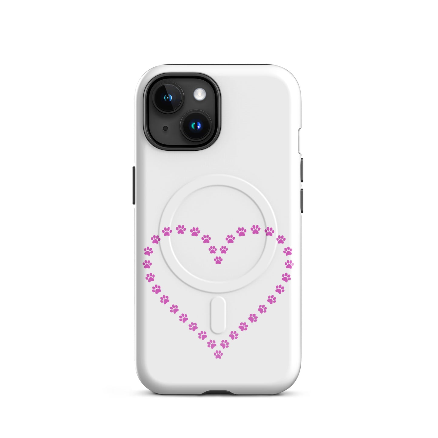 Magnetic Phone Case with paw print heart design, perfect for pet lovers and proud pet parents.