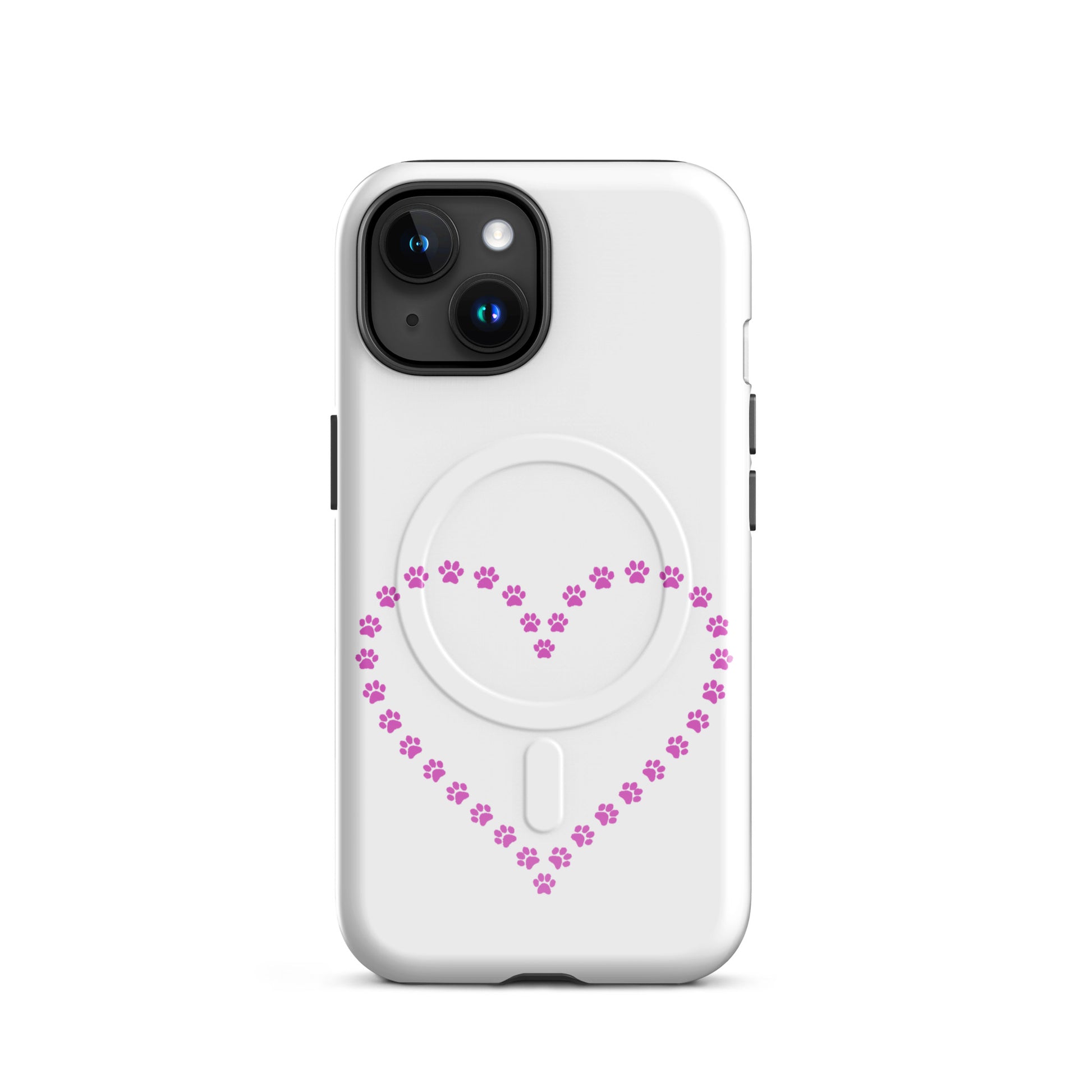 Magnetic Phone Case with paw print heart design, perfect for pet lovers and proud pet parents.