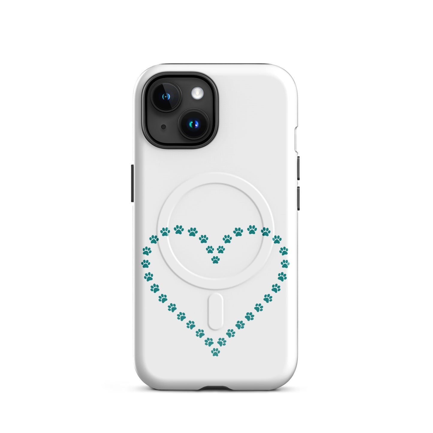 Magnetic Phone Case for iPhone with whimsical paw print heart design for pet lovers